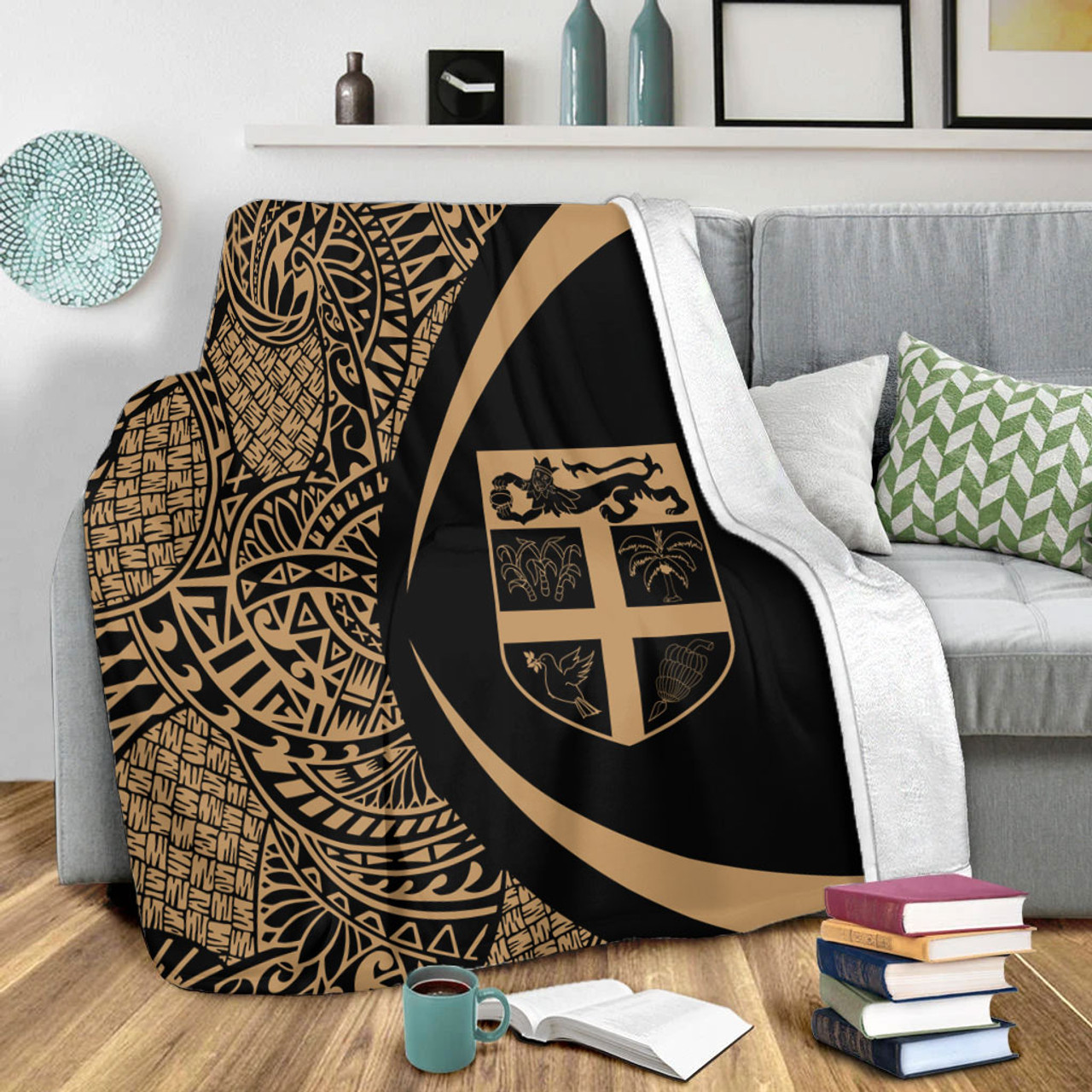 Fiji Premium Blanket Lauhala Gold Circle Style