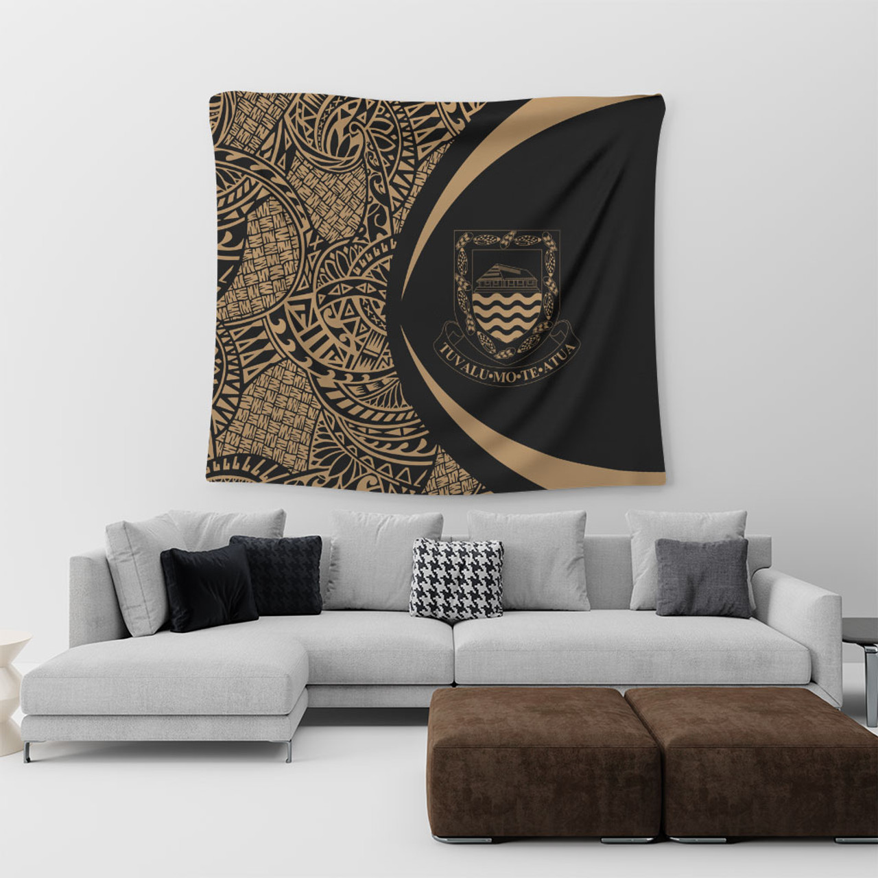 Tuvalu Tapestry Lauhala Gold Circle Style