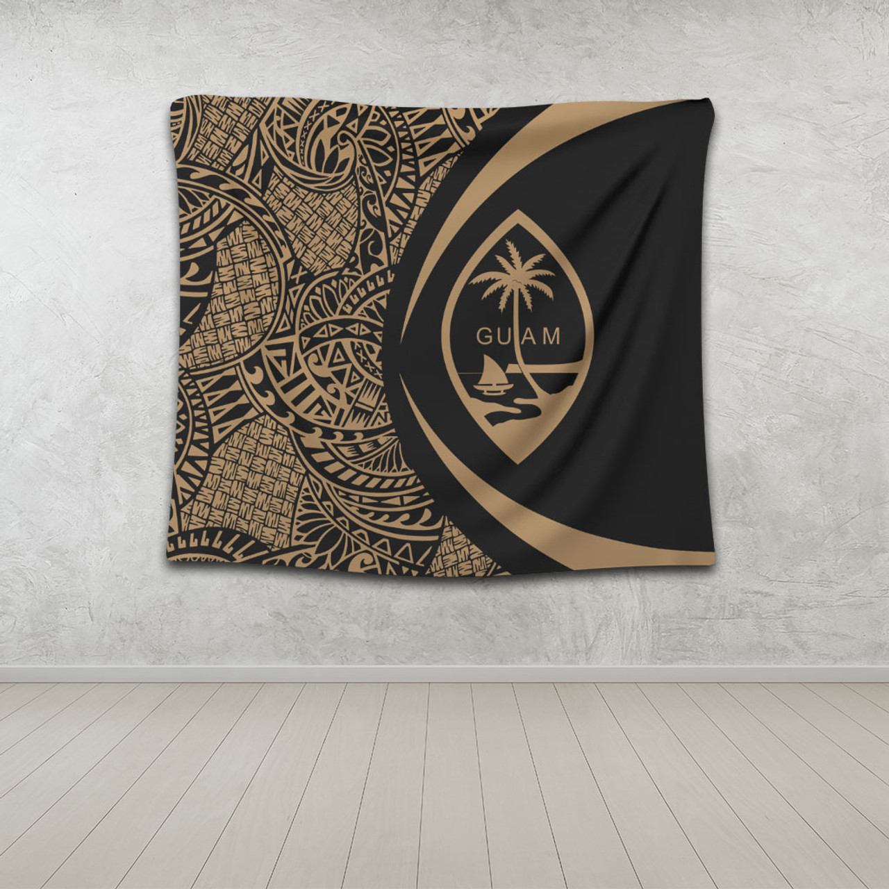 Guam Tapestry Lauhala Gold Circle Style