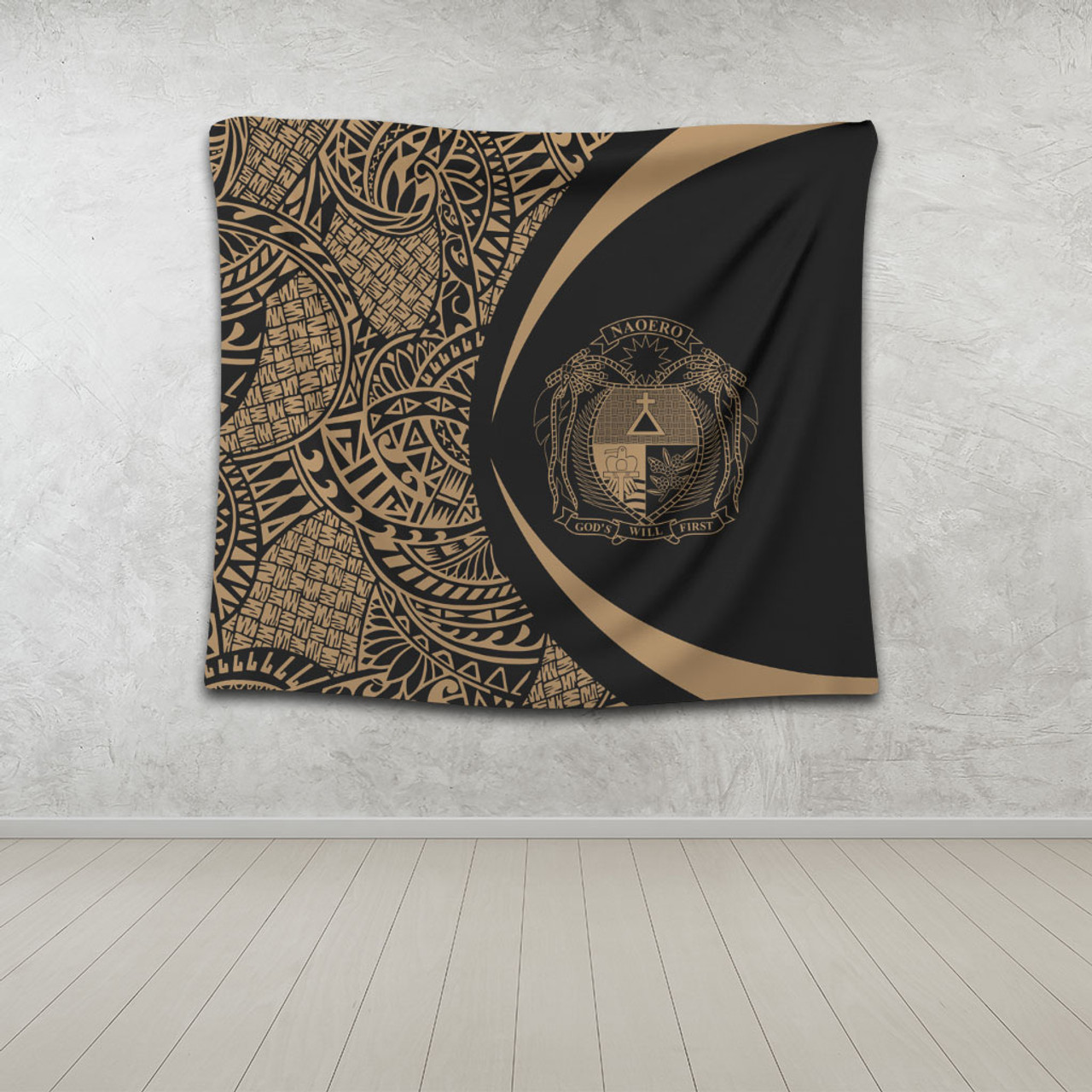 Nauru Tapestry Lauhala Gold Circle Style