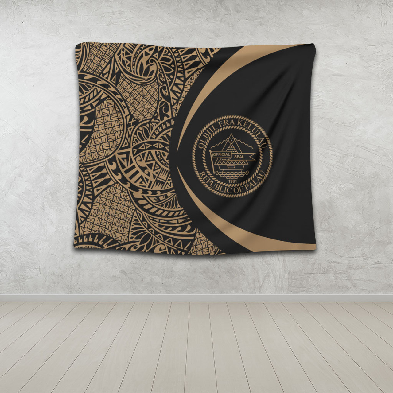 Palau Tapestry Lauhala Gold Circle Style