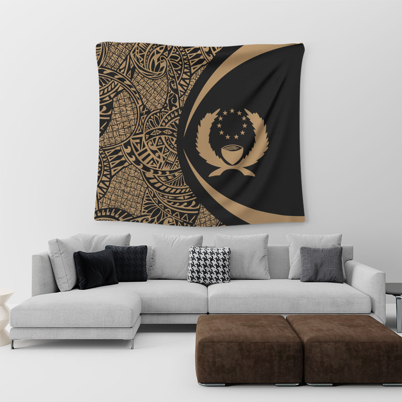 Pohnpei State Tapestry Lauhala Gold Circle Style