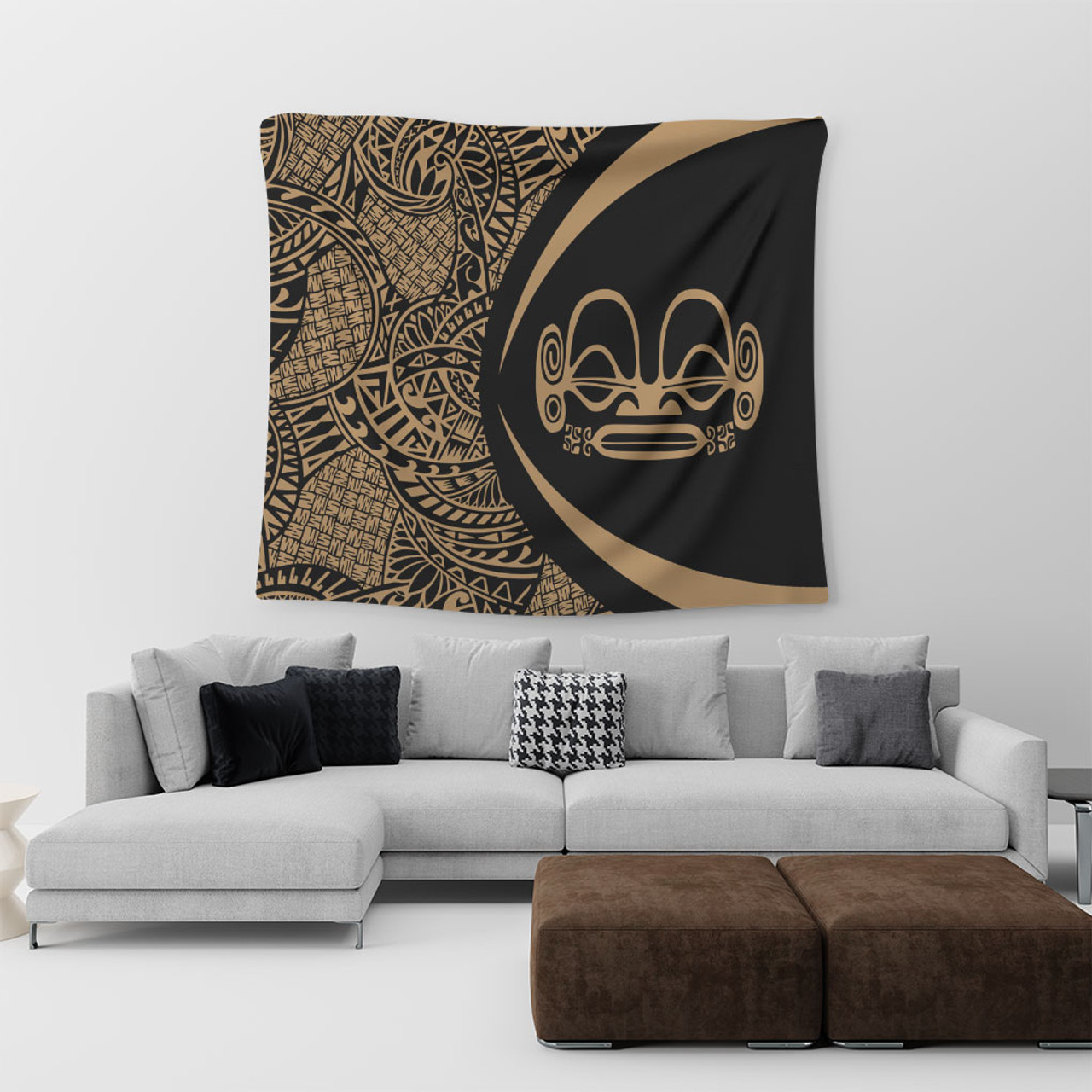 Marquesas Islands Tapestry Lauhala Gold Circle Style