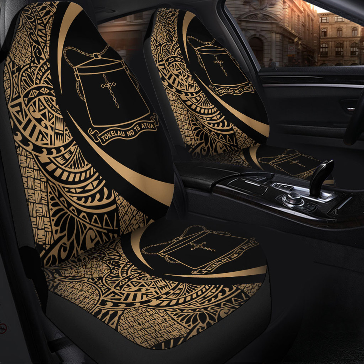 Tokelau Car Seat Covers Lauhala Gold Circle Style