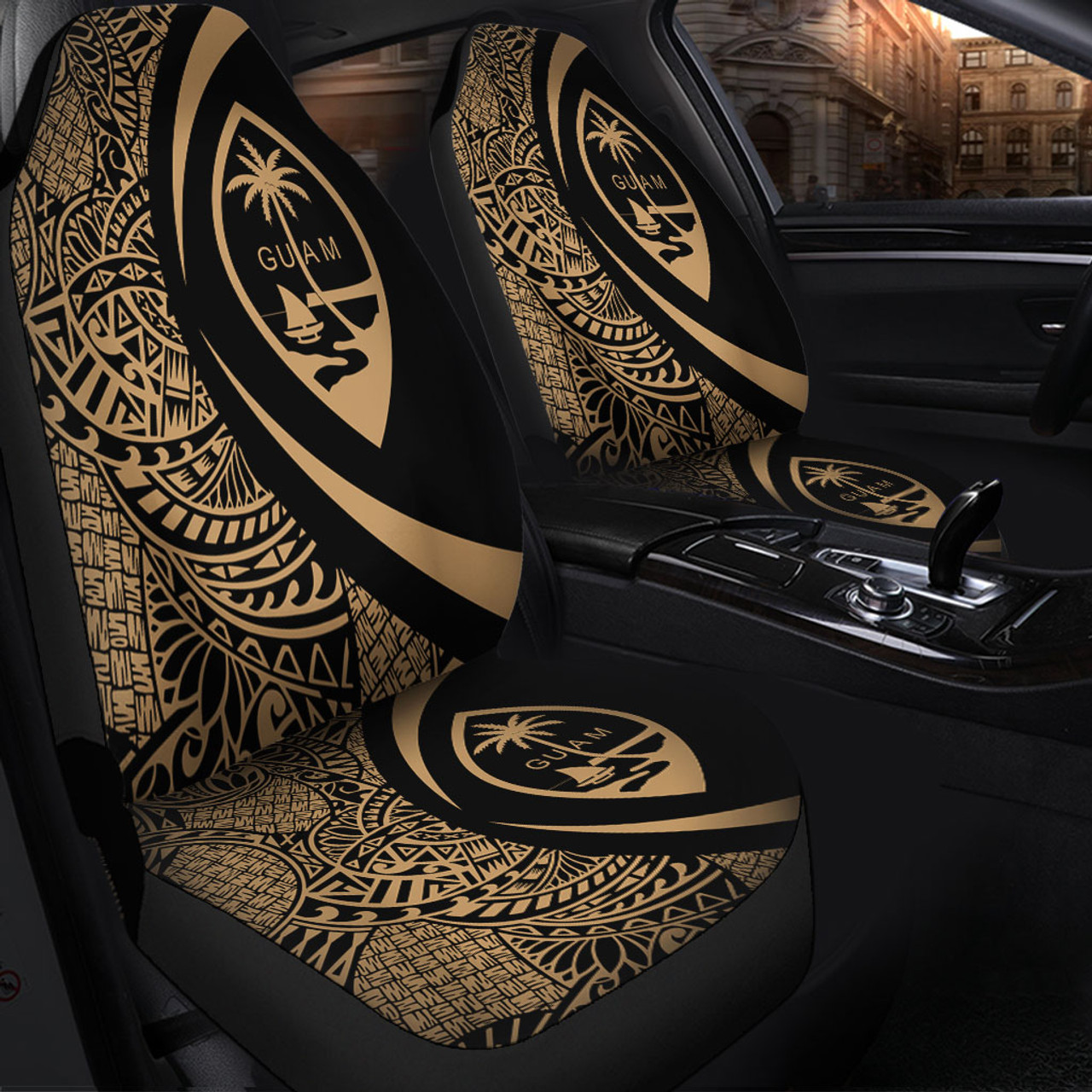 Guam Car Seat Covers Lauhala Gold Circle Style