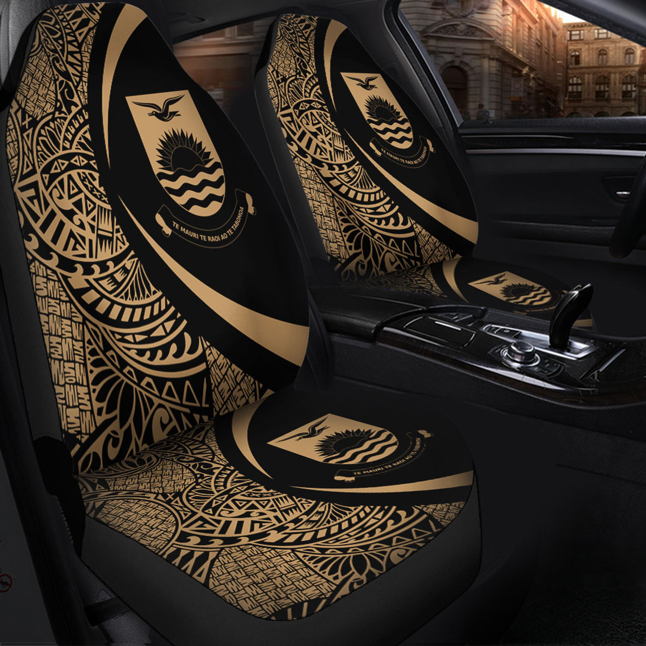 Kiribati Car Seat Covers Lauhala Gold Circle Style