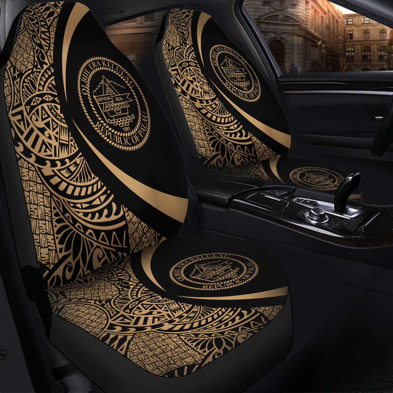 Palau Car Seat Covers Lauhala Gold Circle Style