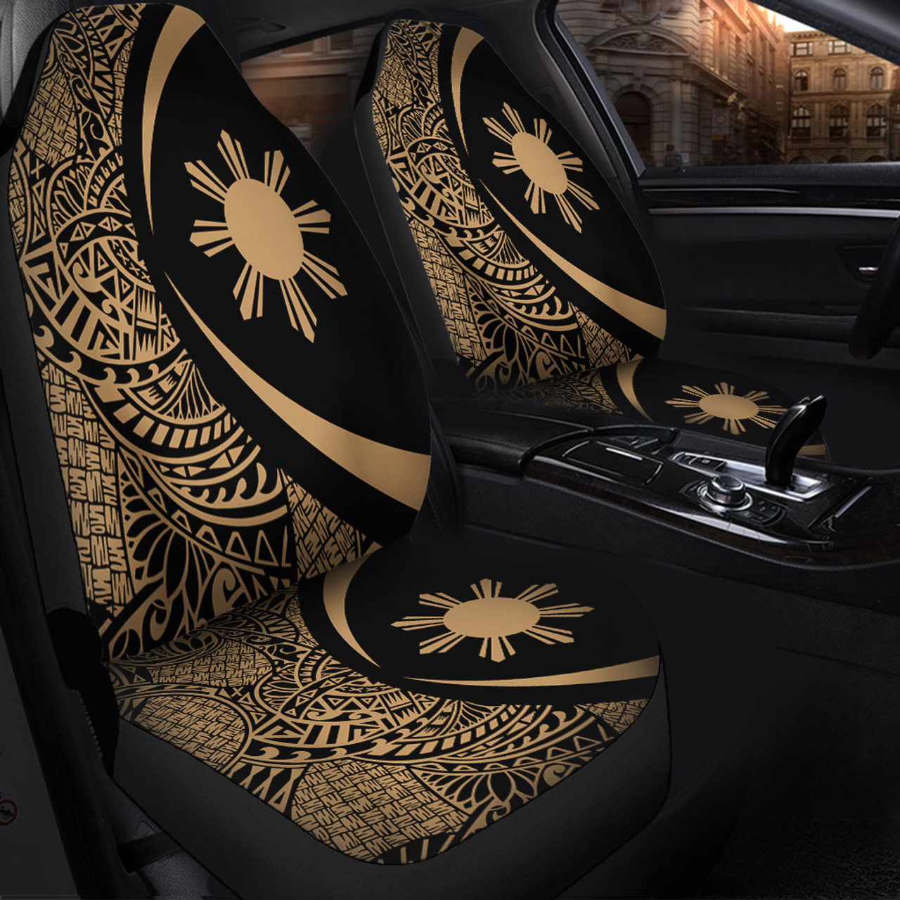 Philippines Filipinos Car Seat Covers Lauhala Gold Circle Style