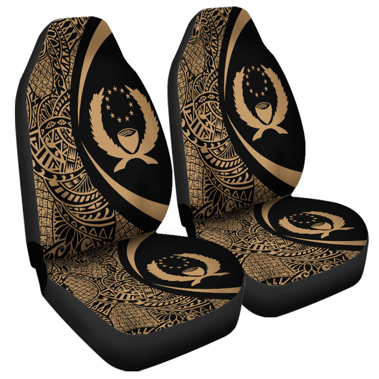 Pohnpei State Car Seat Covers Lauhala Gold Circle Style