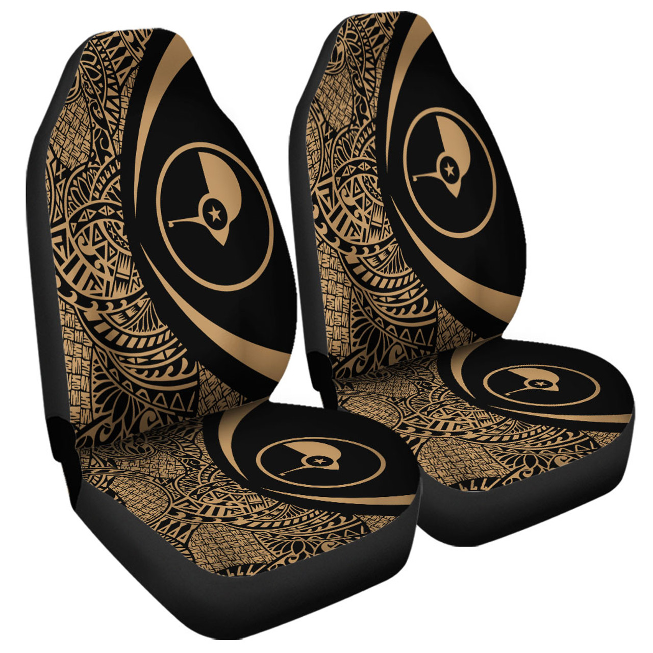 Yap State Car Seat Covers Lauhala Gold Circle Style