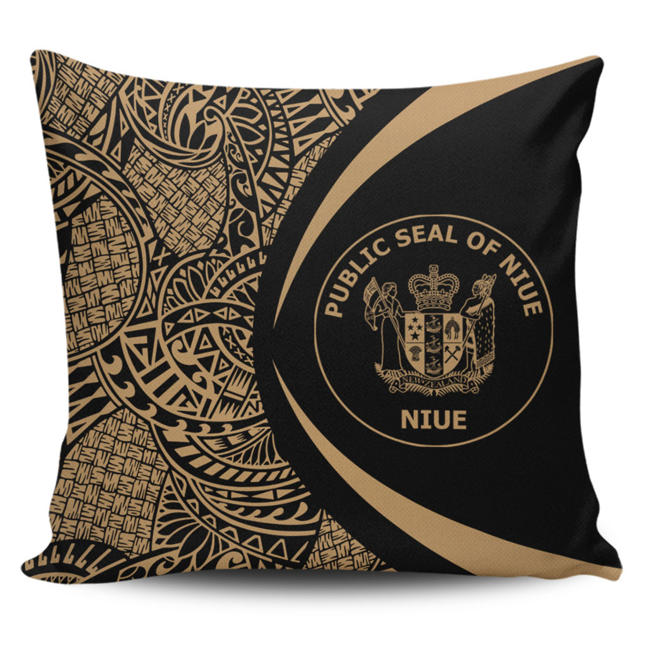 Niue Pillow Cover Lauhala Gold Circle Style