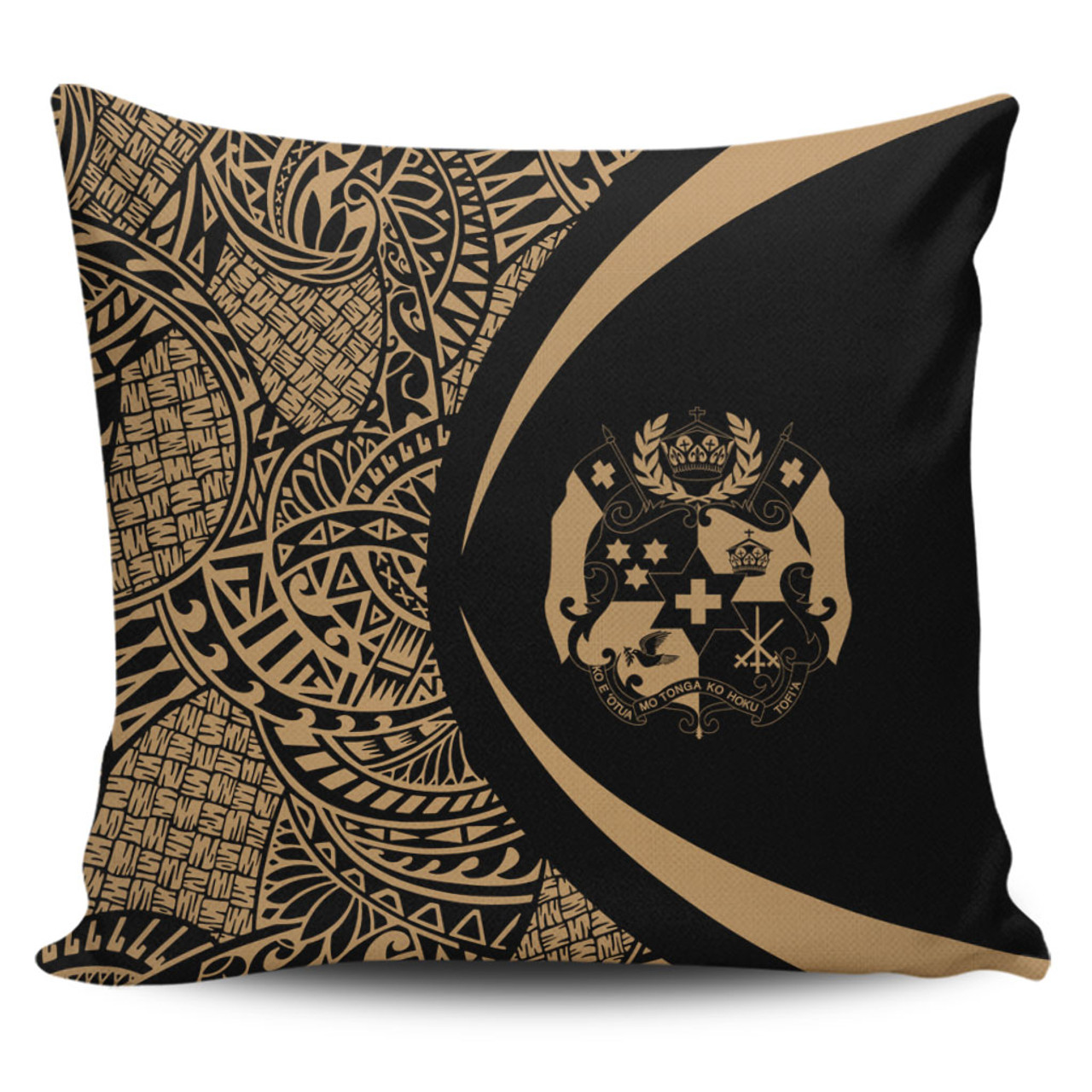 Tonga Pillow Cover Lauhala Gold Circle Style
