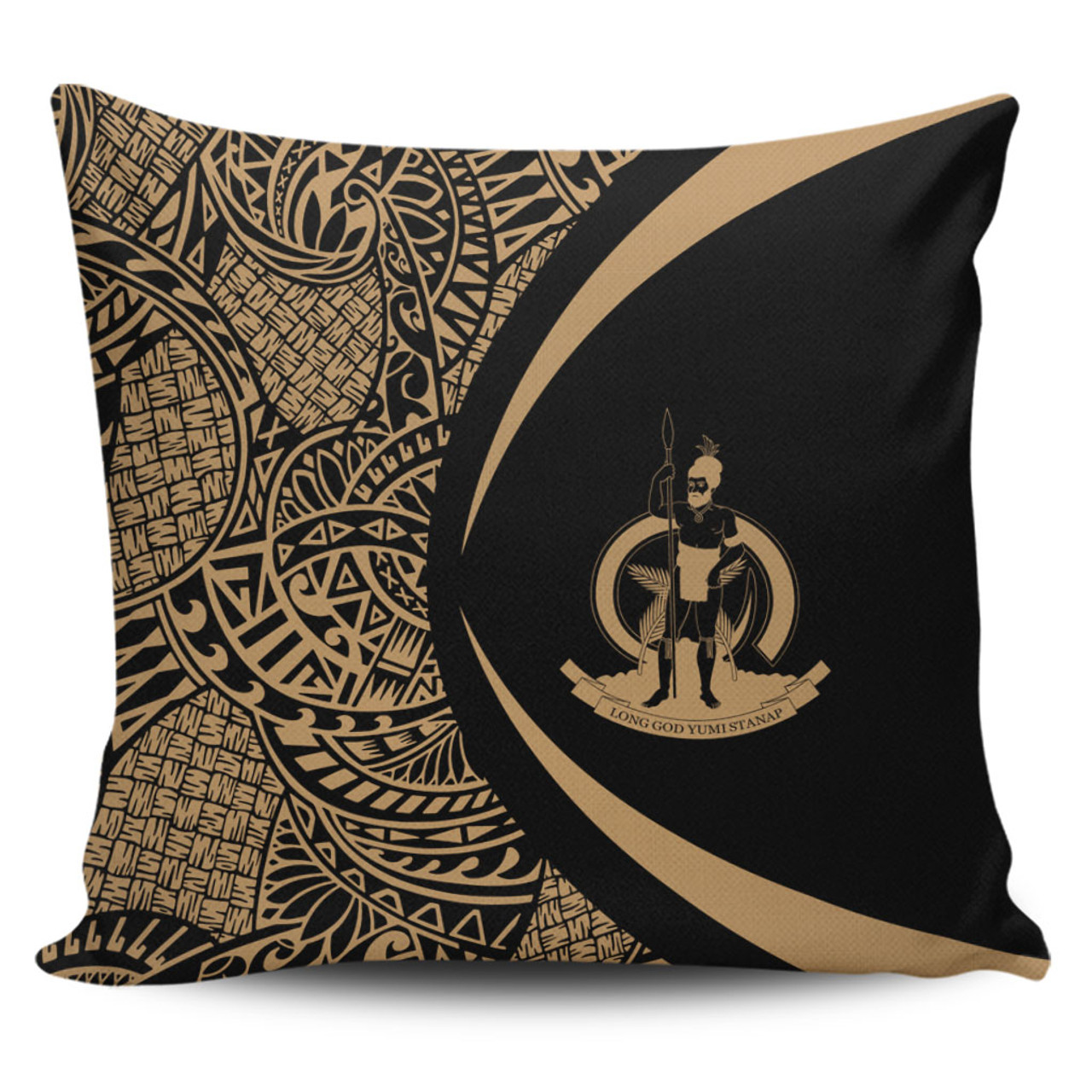 Vanuatu Pillow Cover Lauhala Gold Circle Style