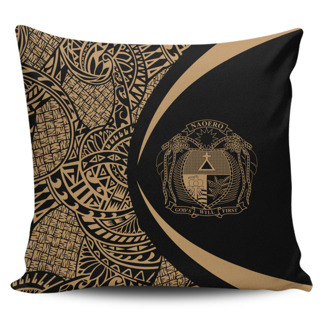 Nauru Pillow Cover Lauhala Gold Circle Style