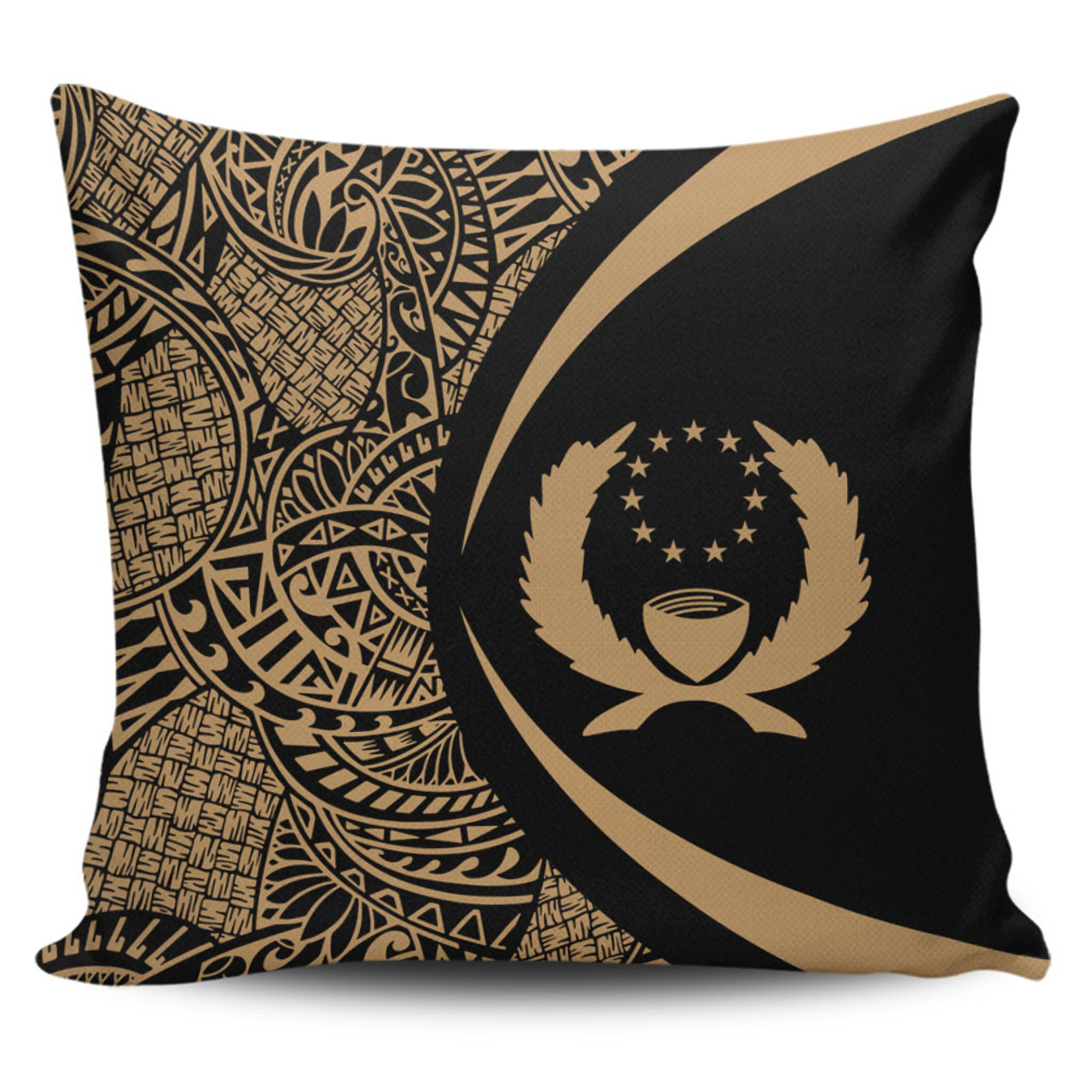 Pohnpei State Pillow Cover Lauhala Gold Circle Style