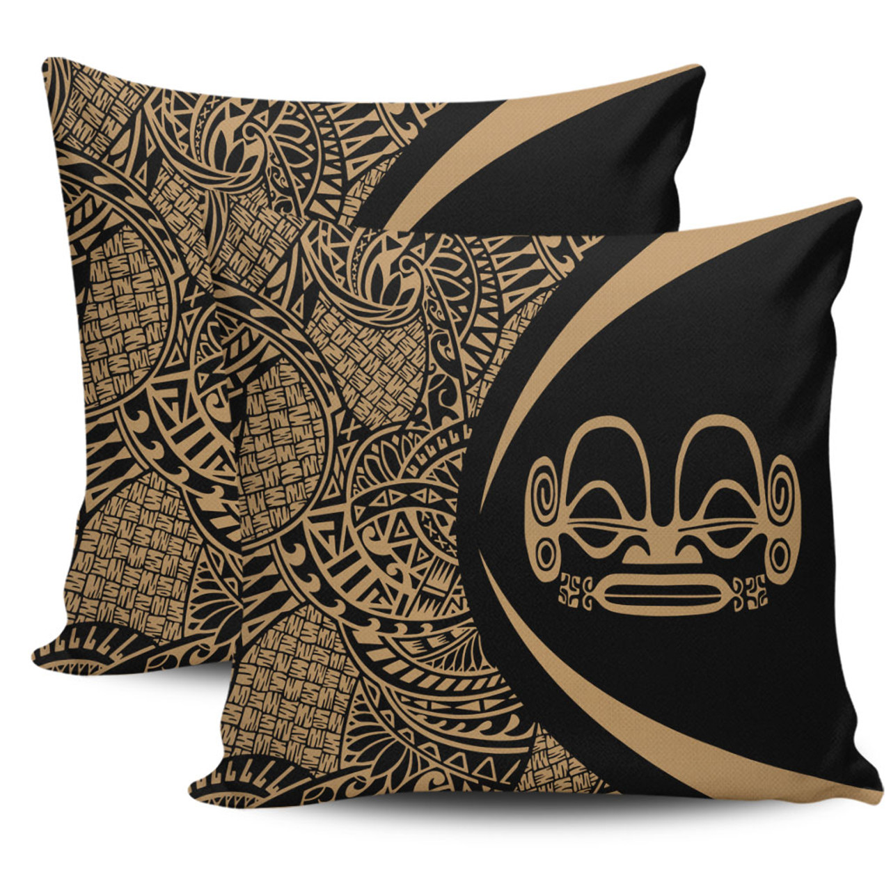 Marquesas Islands Pillow Cover Lauhala Gold Circle Style