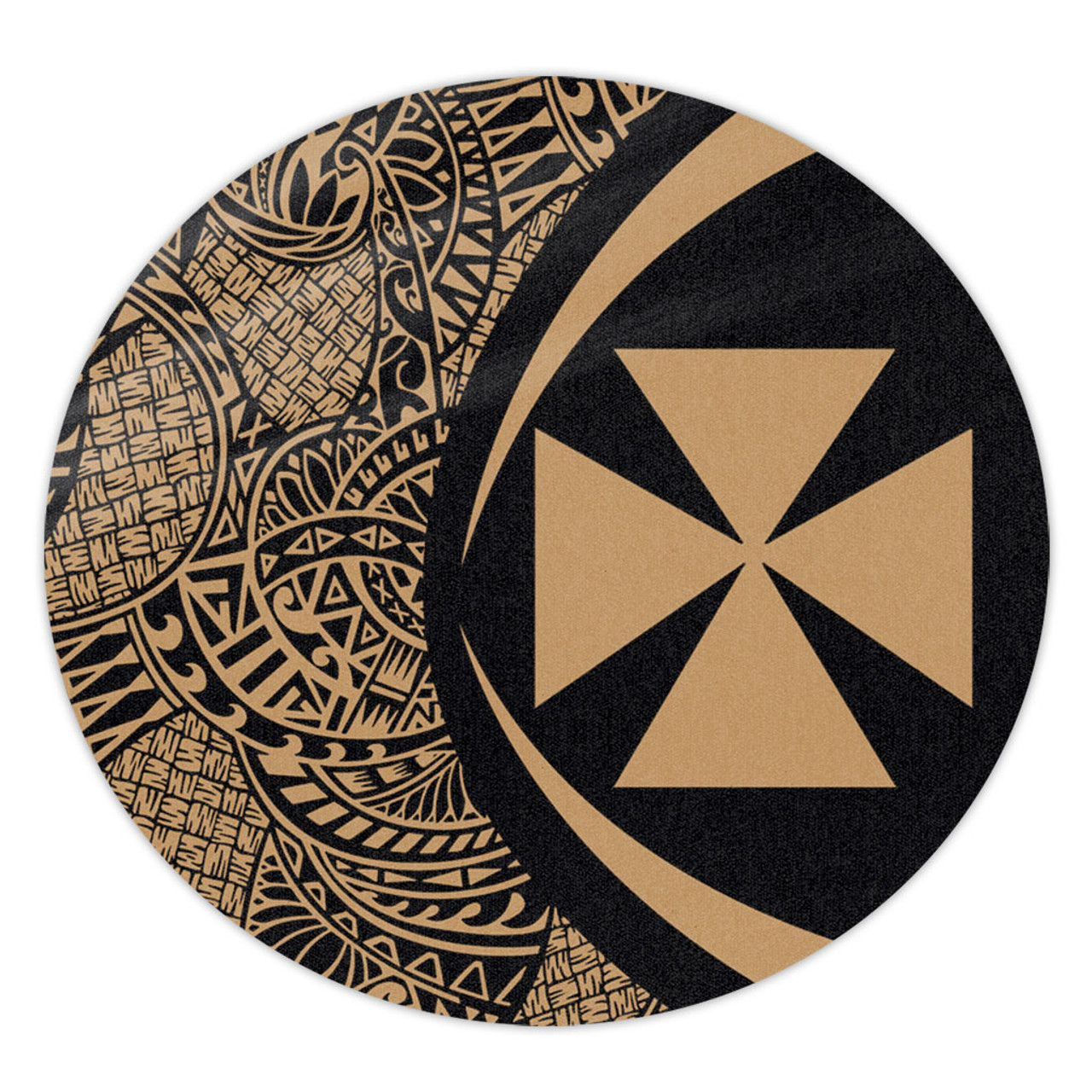 Wallis And Futuna Round Rug Lauhala Gold Circle Style