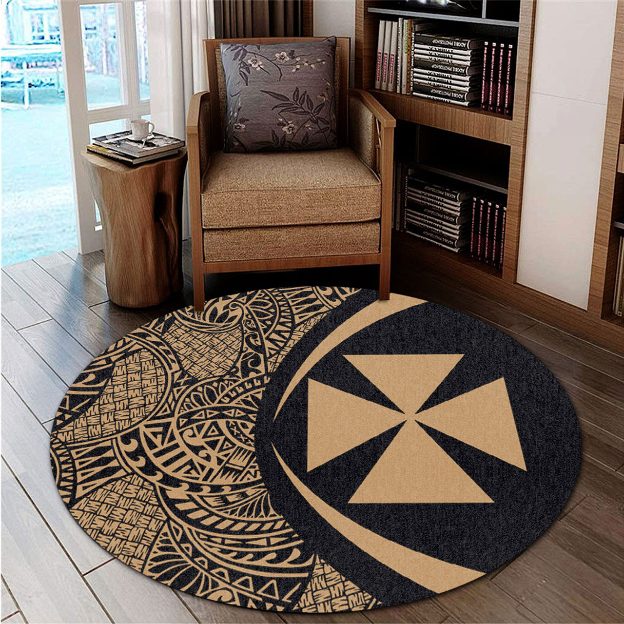 Wallis And Futuna Round Rug Lauhala Gold Circle Style