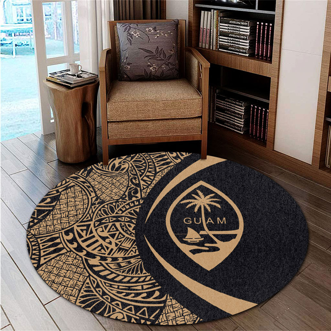 Guam Round Rug Lauhala Gold Circle Style