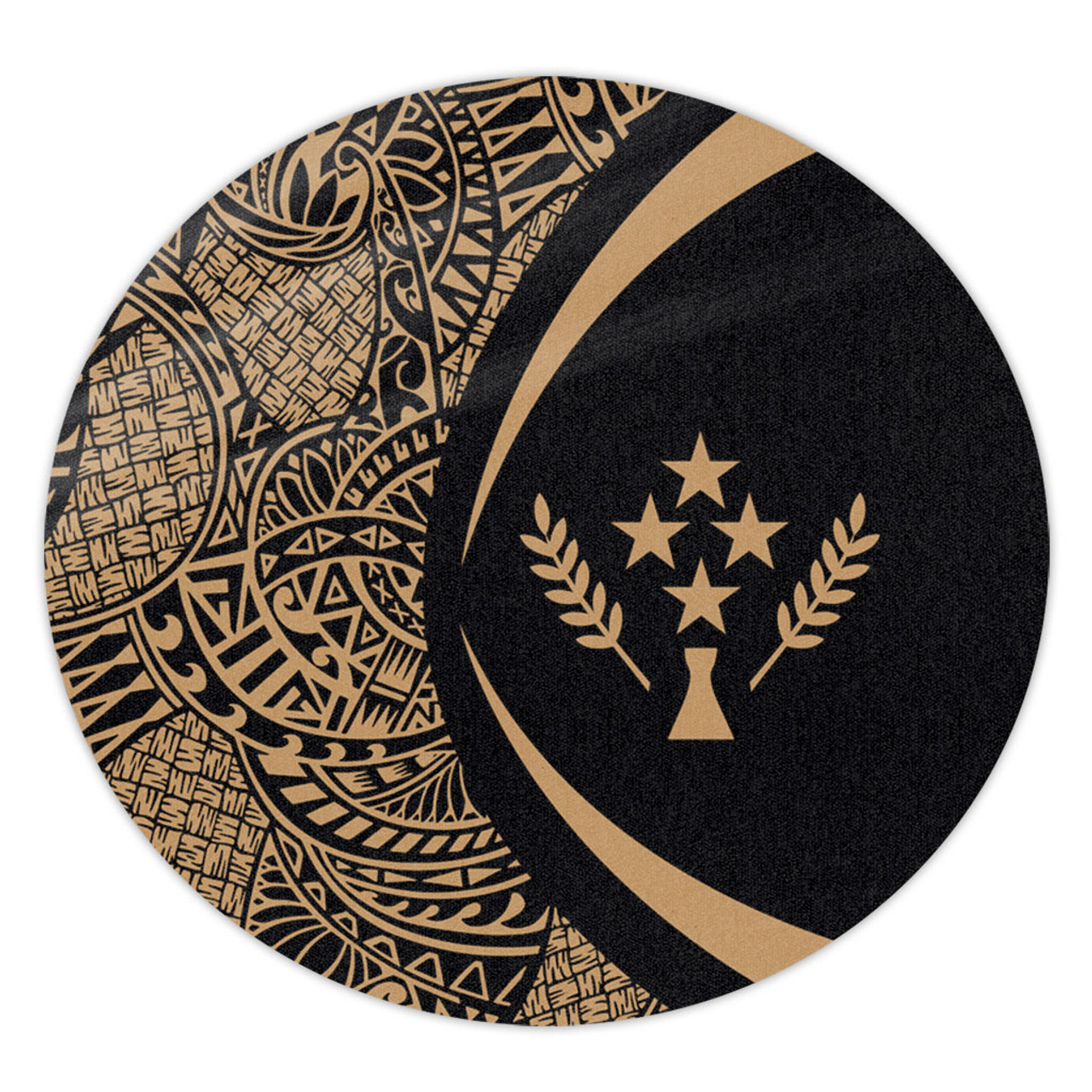 Kosrae Round Rug Lauhala Gold Circle Style