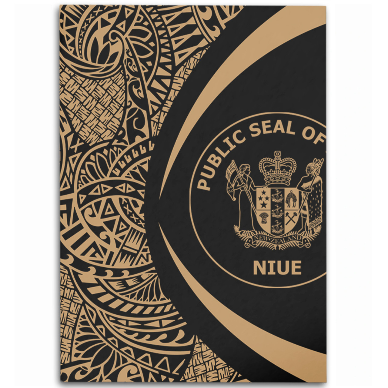 Niue Area Rug Lauhala Gold Circle Style