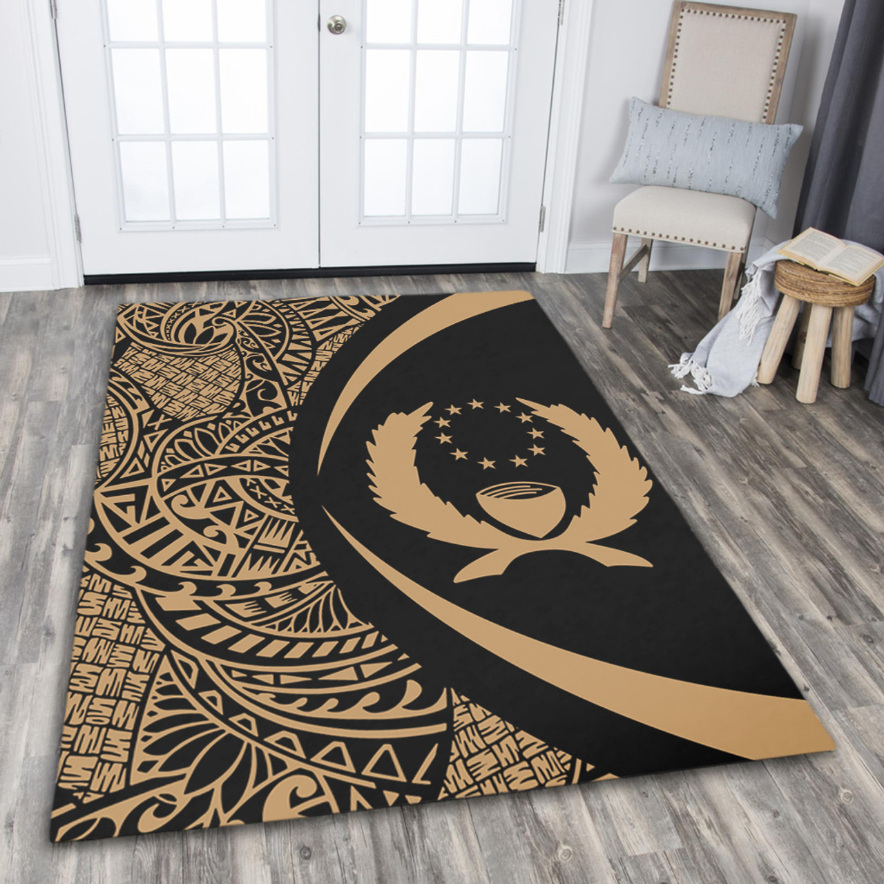 Pohnpei State Area Rug Lauhala Gold Circle Style