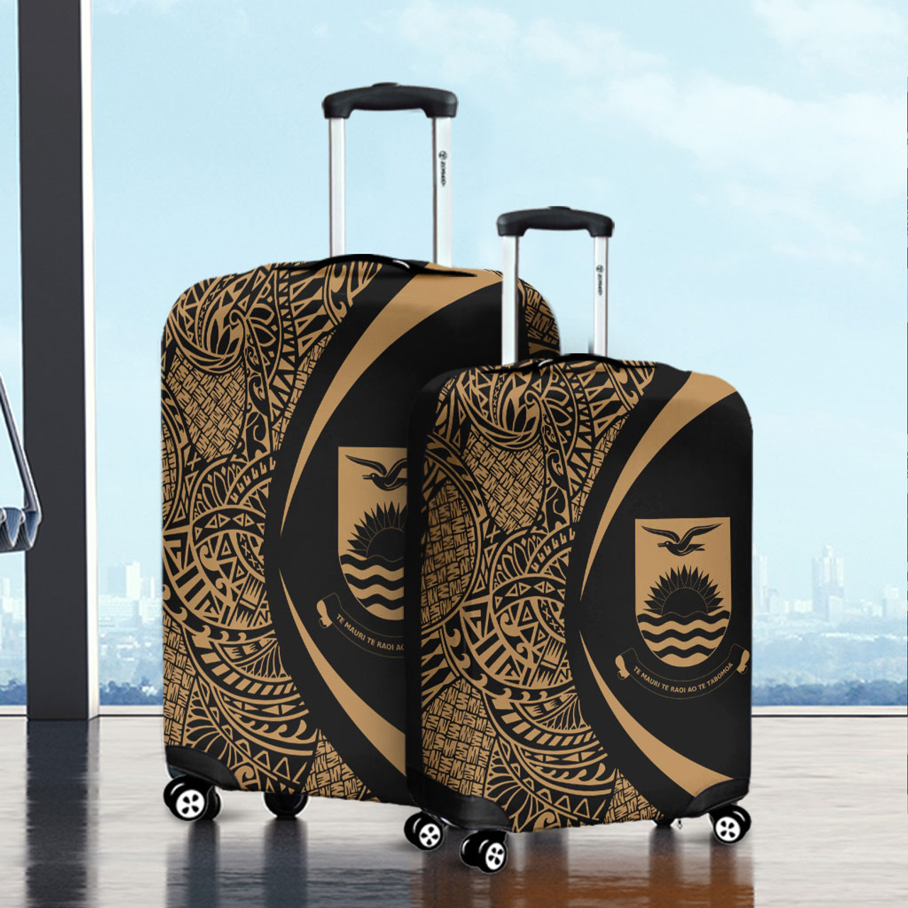 Kiribati Luggage Cover Lauhala Gold Circle Style