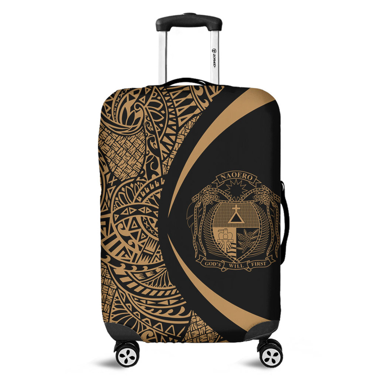 Nauru Luggage Cover Lauhala Gold Circle Style