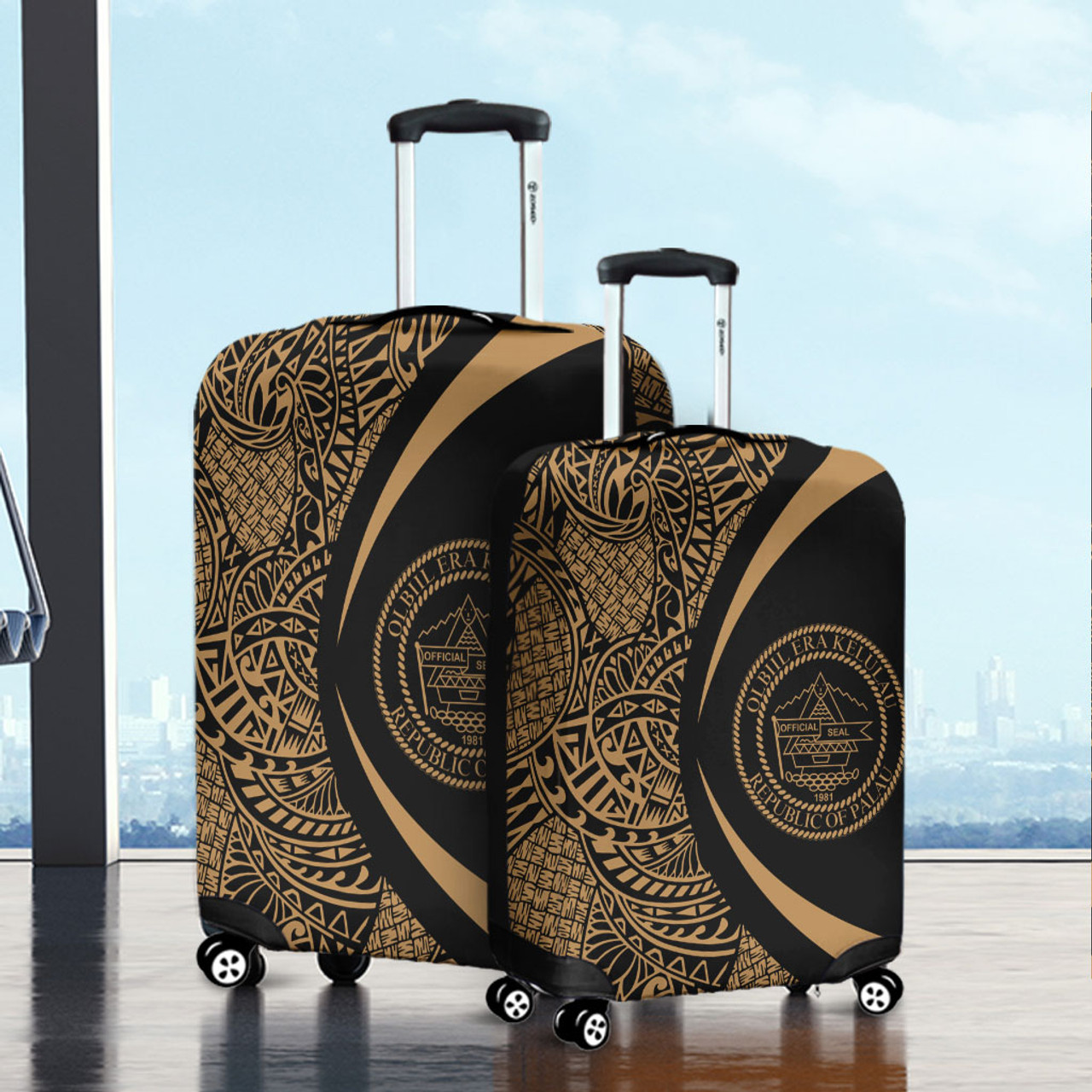 Palau Luggage Cover Lauhala Gold Circle Style