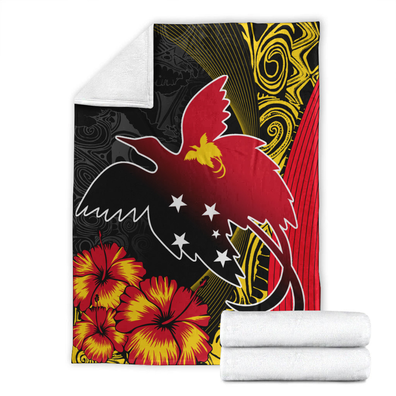 Papua New Guinea Premium Blanket Paradise Bird With Tribal Pattern