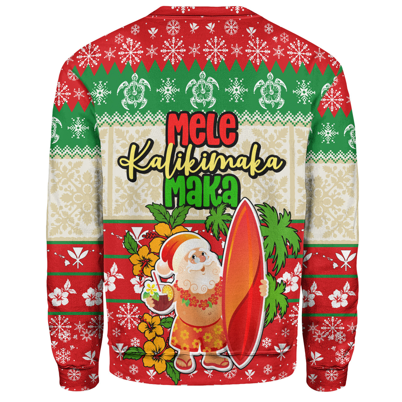 Hawaii Sweatshirt Christmas Santa Claus Surfing Kanaka Maoli Pattern