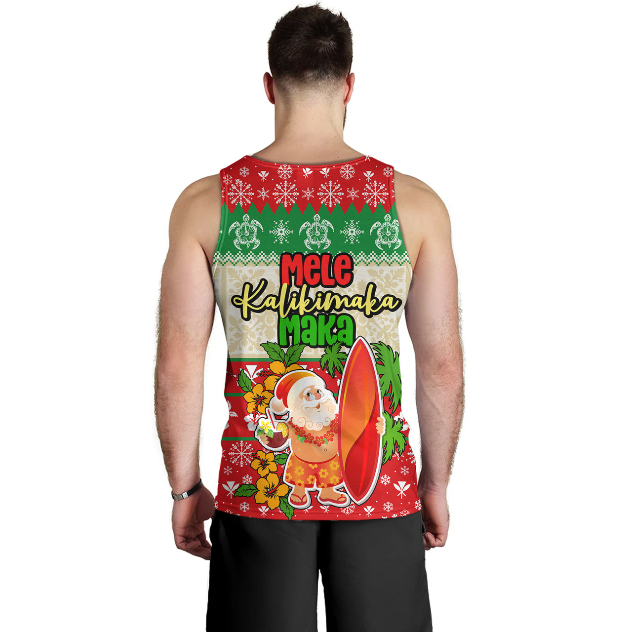 Hawaii Tank Top Christmas Santa Claus Surfing Kanaka Maoli Pattern