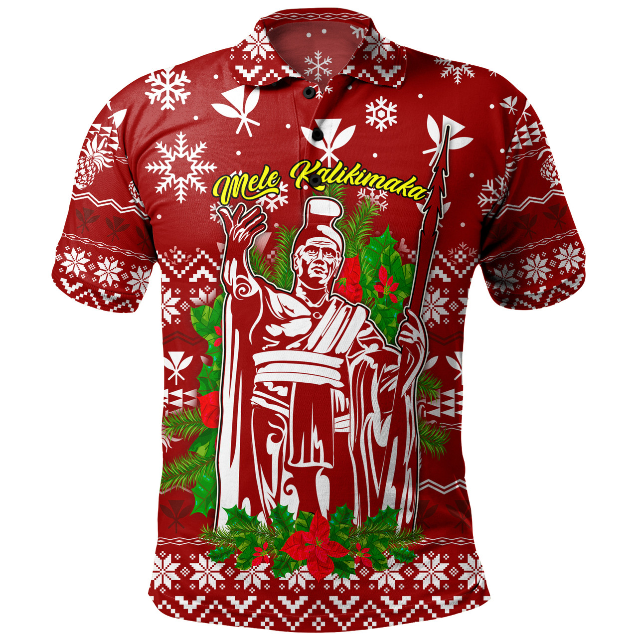 Hawaii Polo Shirt Christmas Hawaii King Kanaka Maoli Pattern