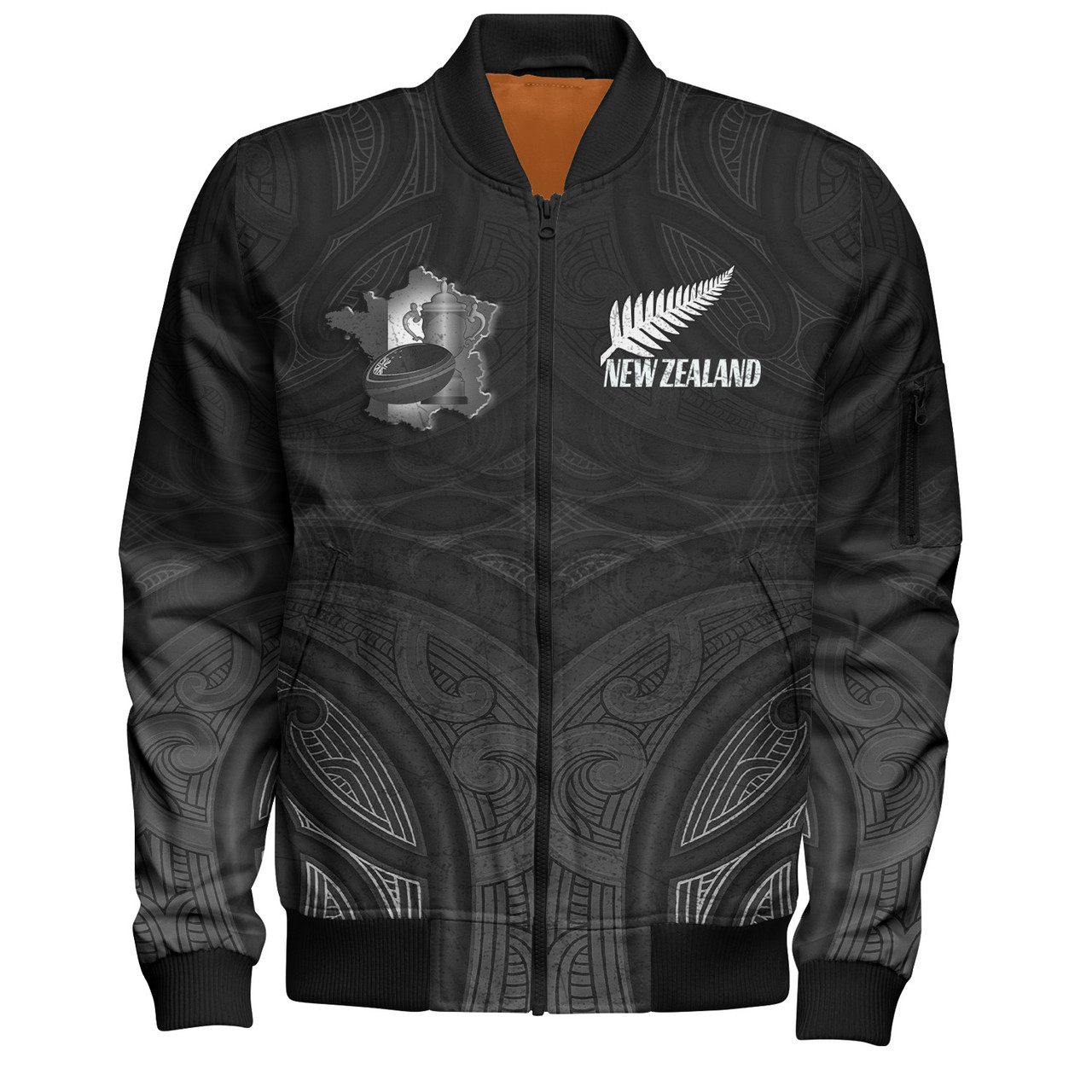 New Zealand Bomber Jacket Rugby Ball Style