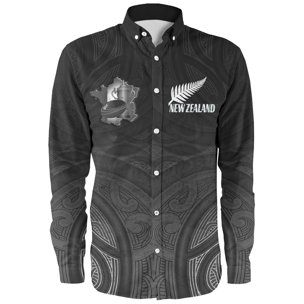 New Zealand Long Sleeve Shirt Rugby Ball Style