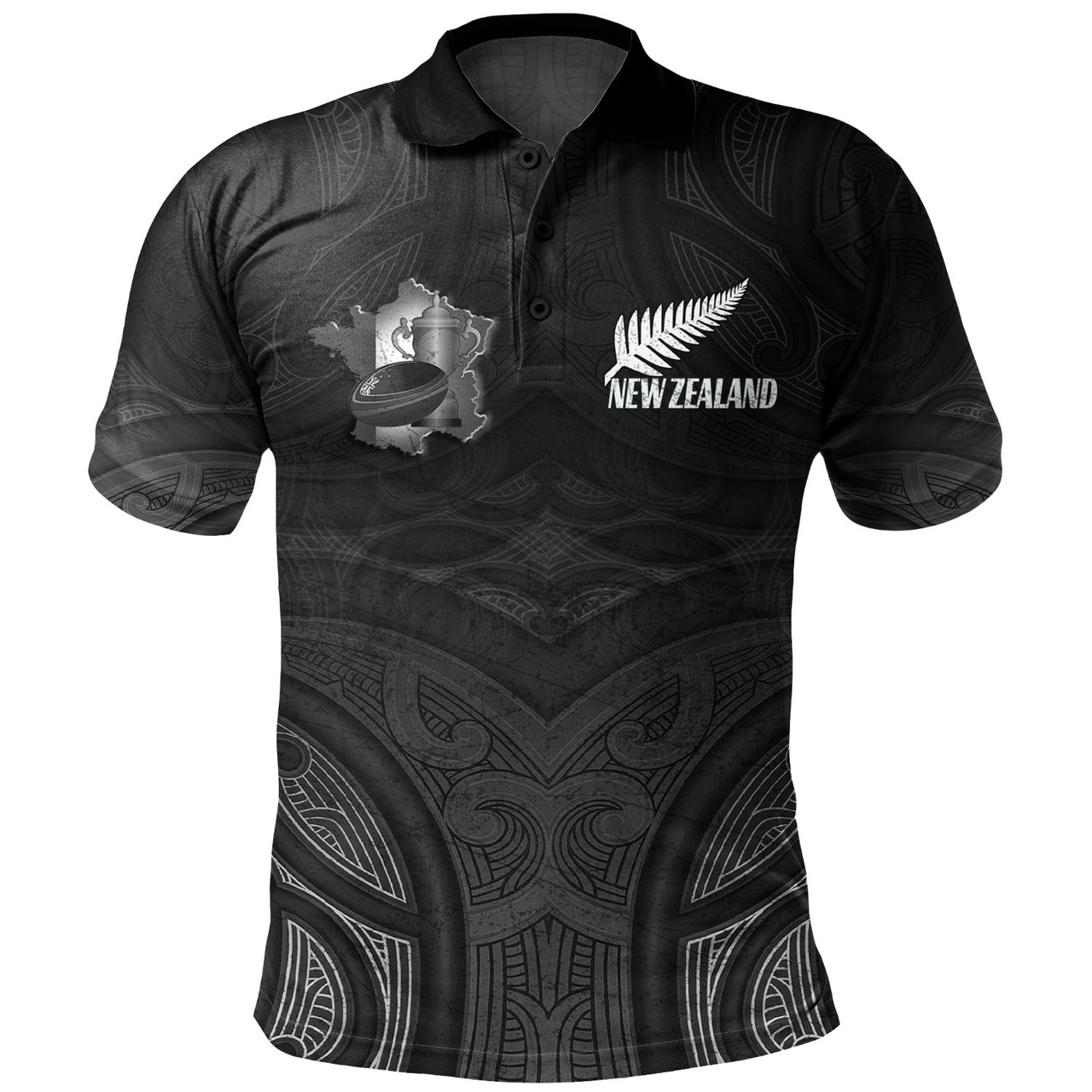 New Zealand Polo Shirt Rugby Ball Style