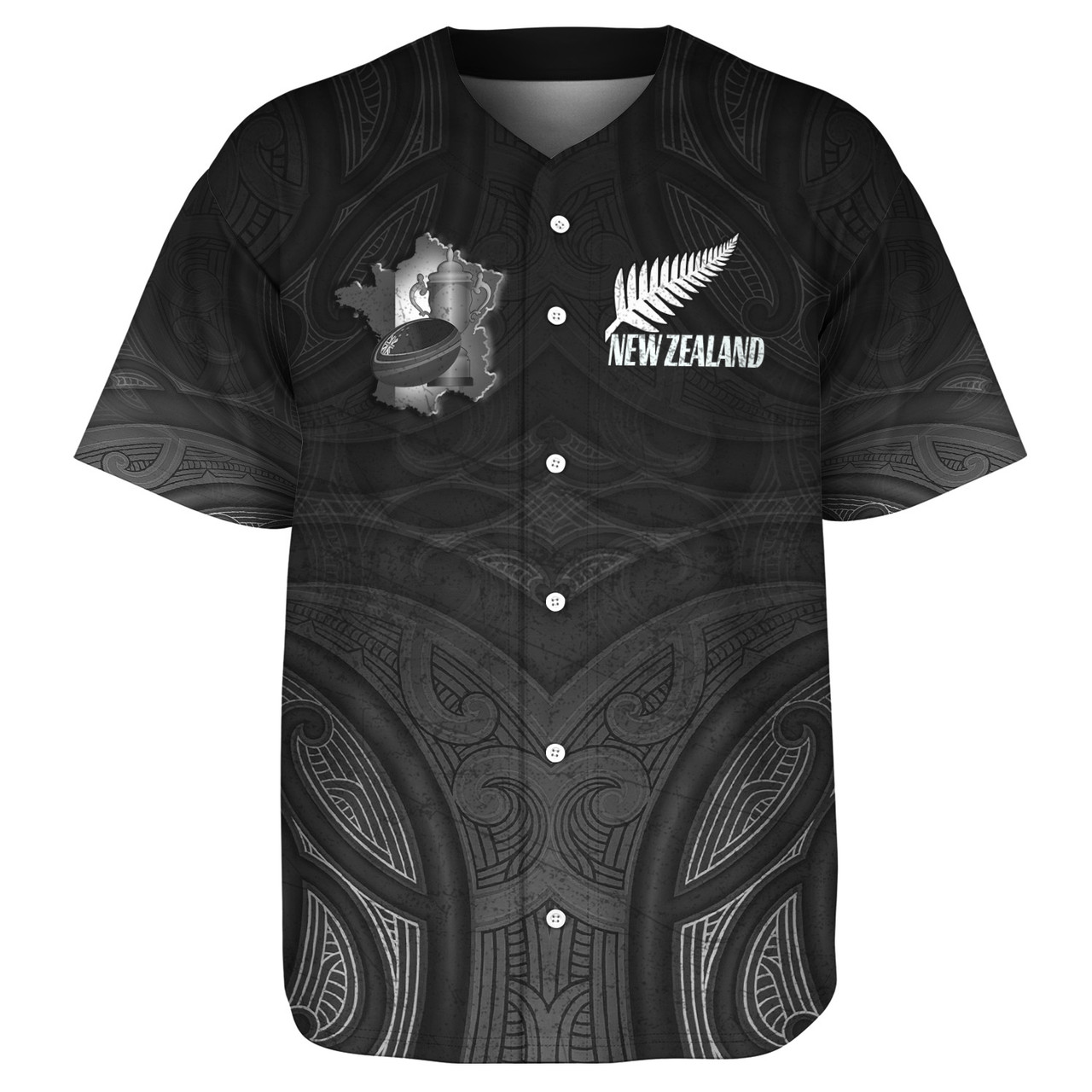 New Zealand Baseball Shirt Rugby Ball Style