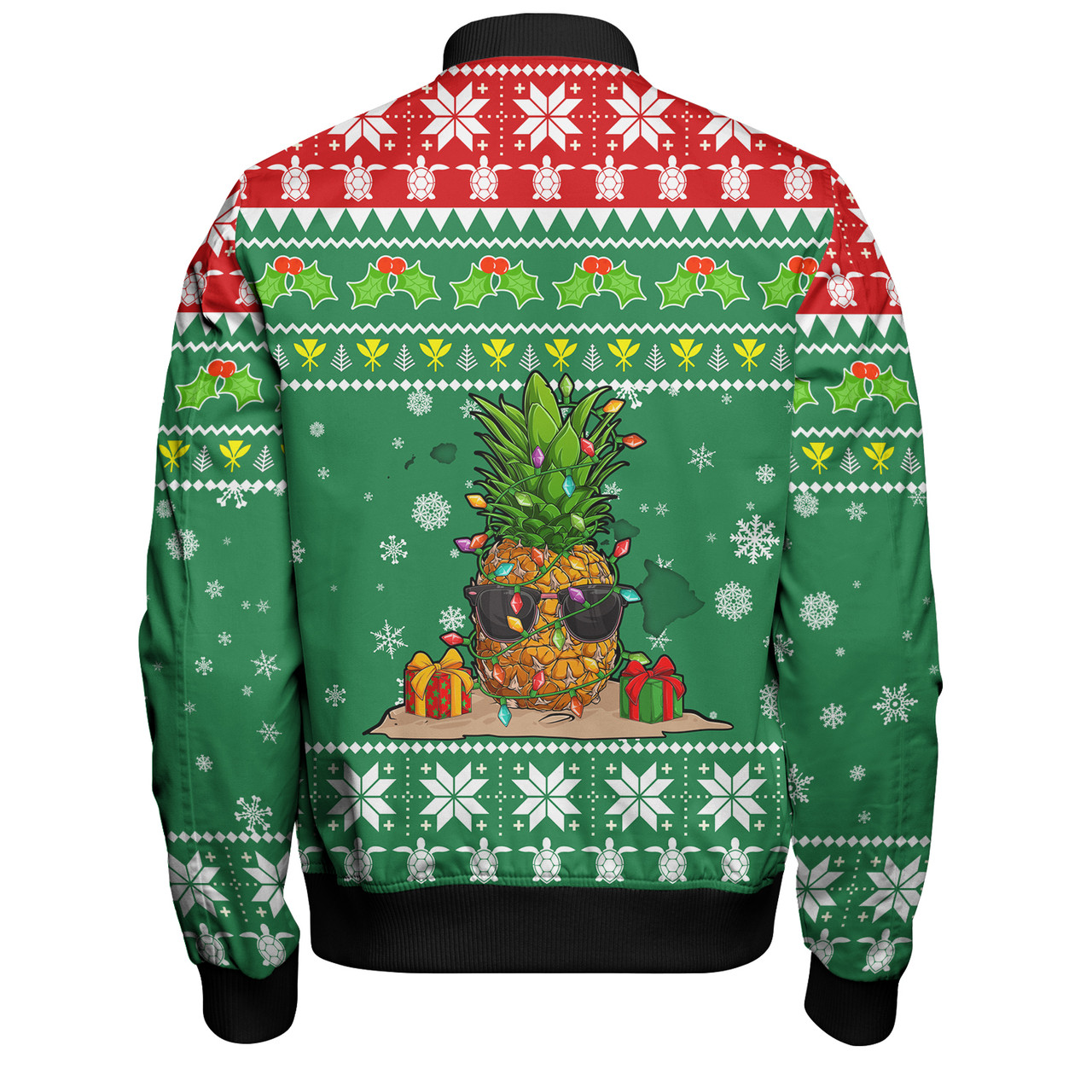 Hawaii Bomber Jacket Pineapple Christmas Tree Kanaka Maoli Pattern