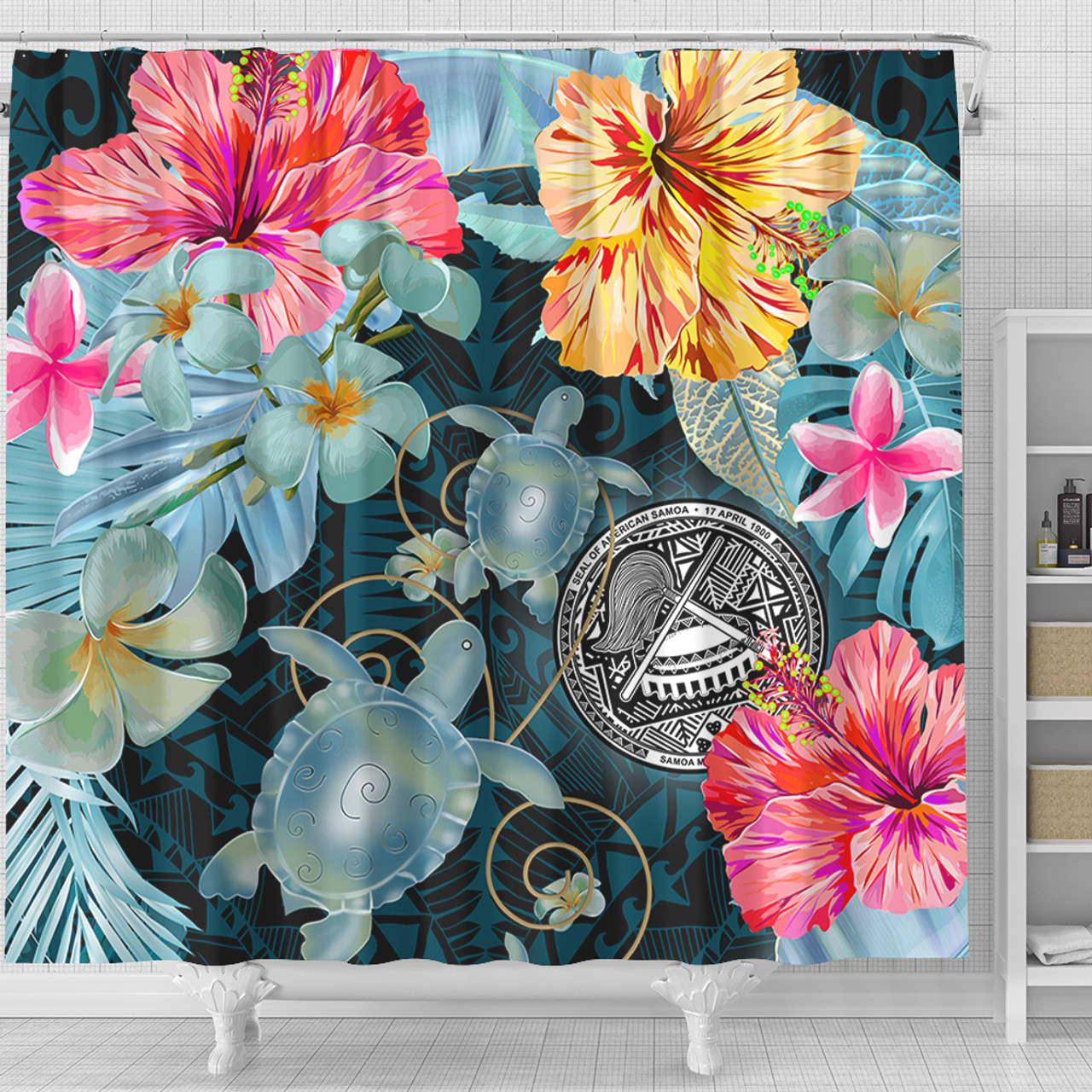 American Samoa Shower Curtain Turtle Tropical Beach