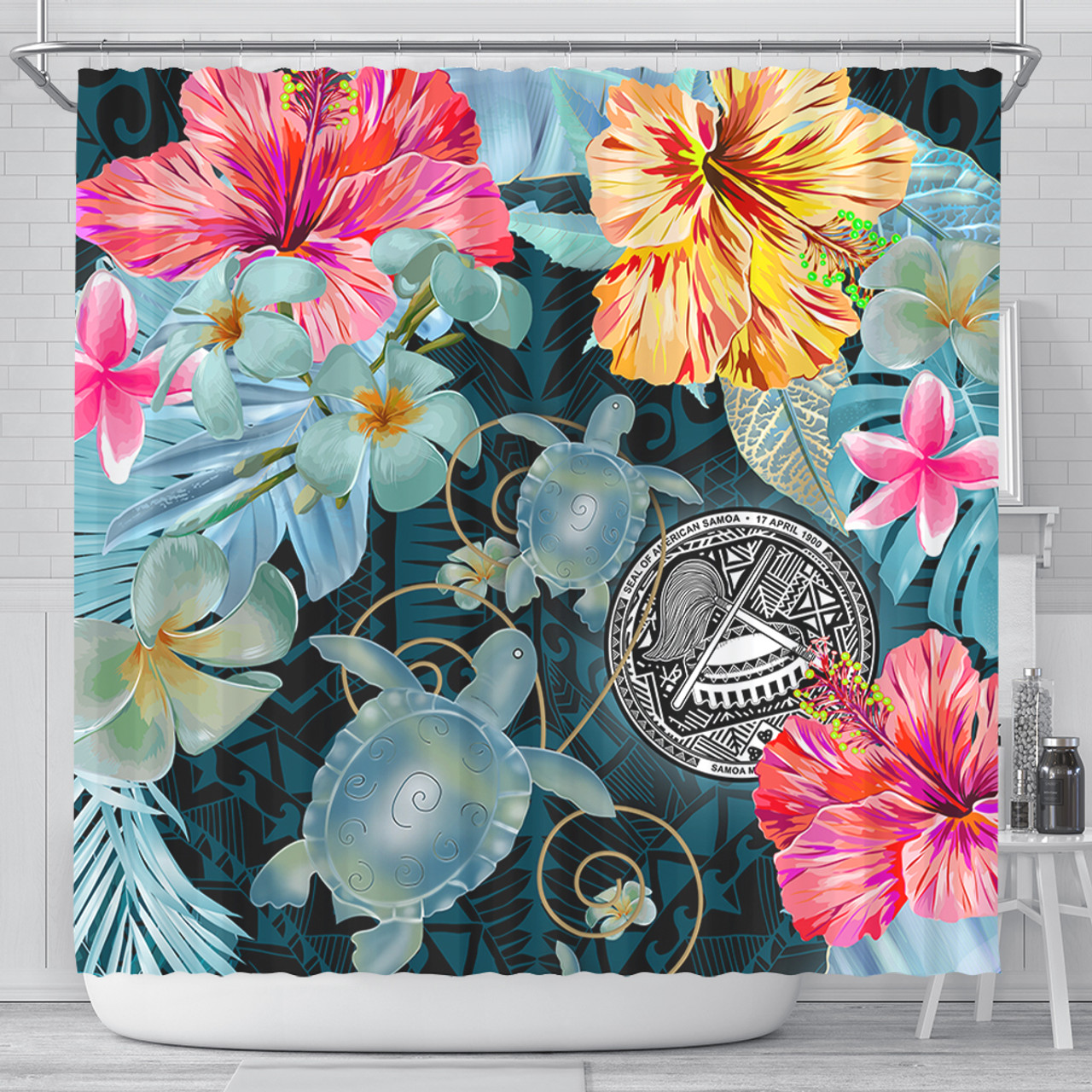 American Samoa Shower Curtain Turtle Tropical Beach