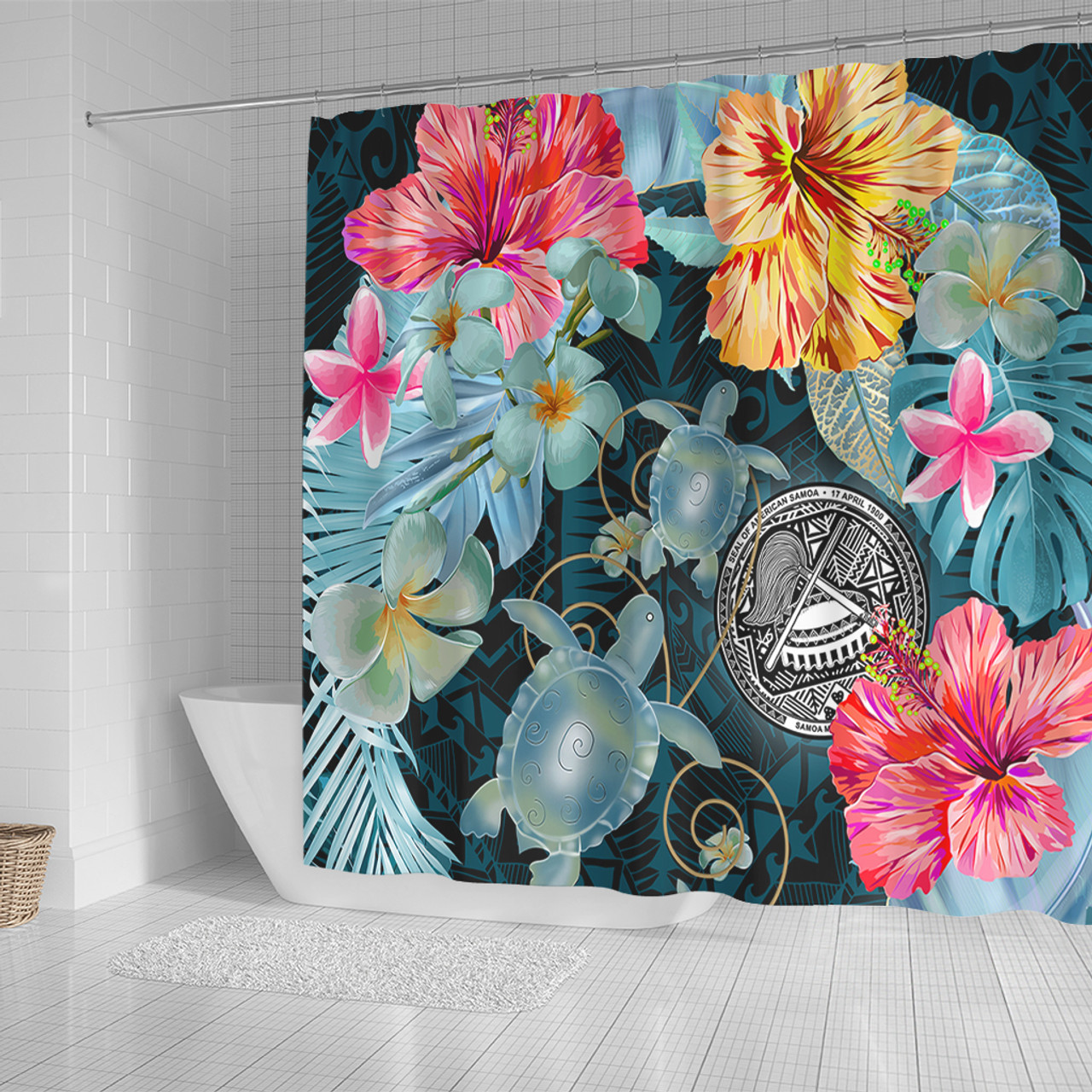 American Samoa Shower Curtain Turtle Tropical Beach