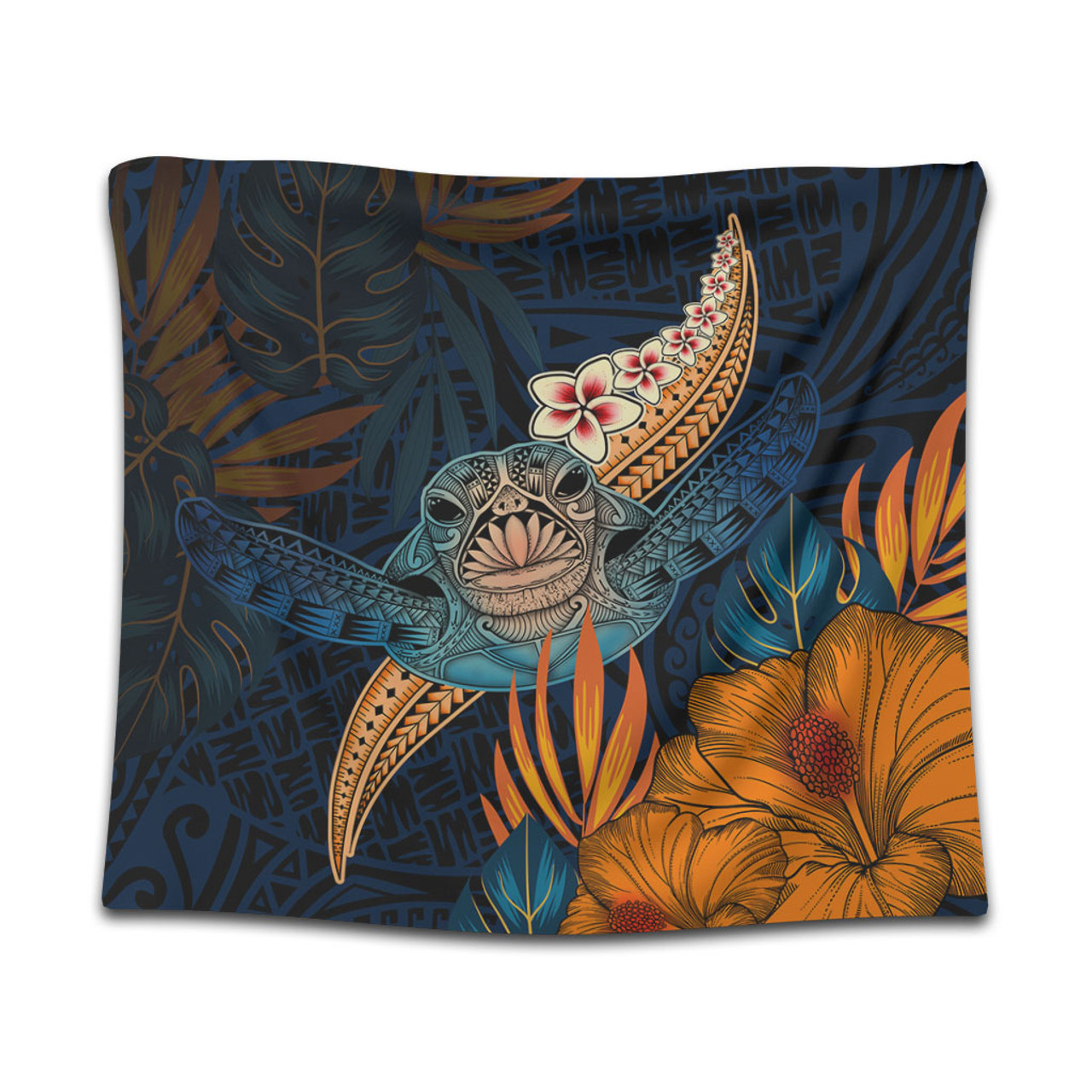 Hawaii Tapestry Turtle Design With Hibiscus Tropical Style