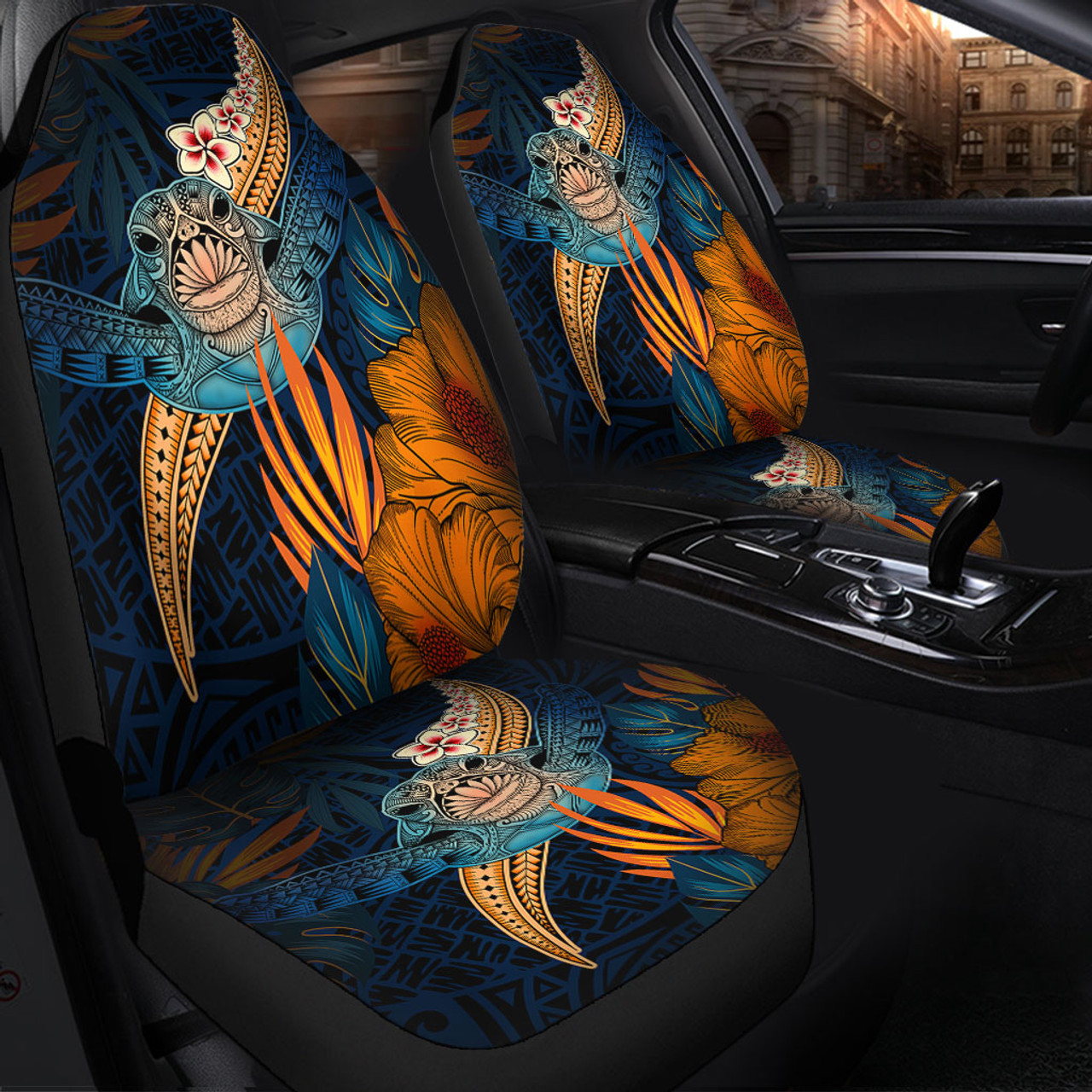 Hawaii Car Seat Covers Turtle Design With Hibiscus Tropical Style