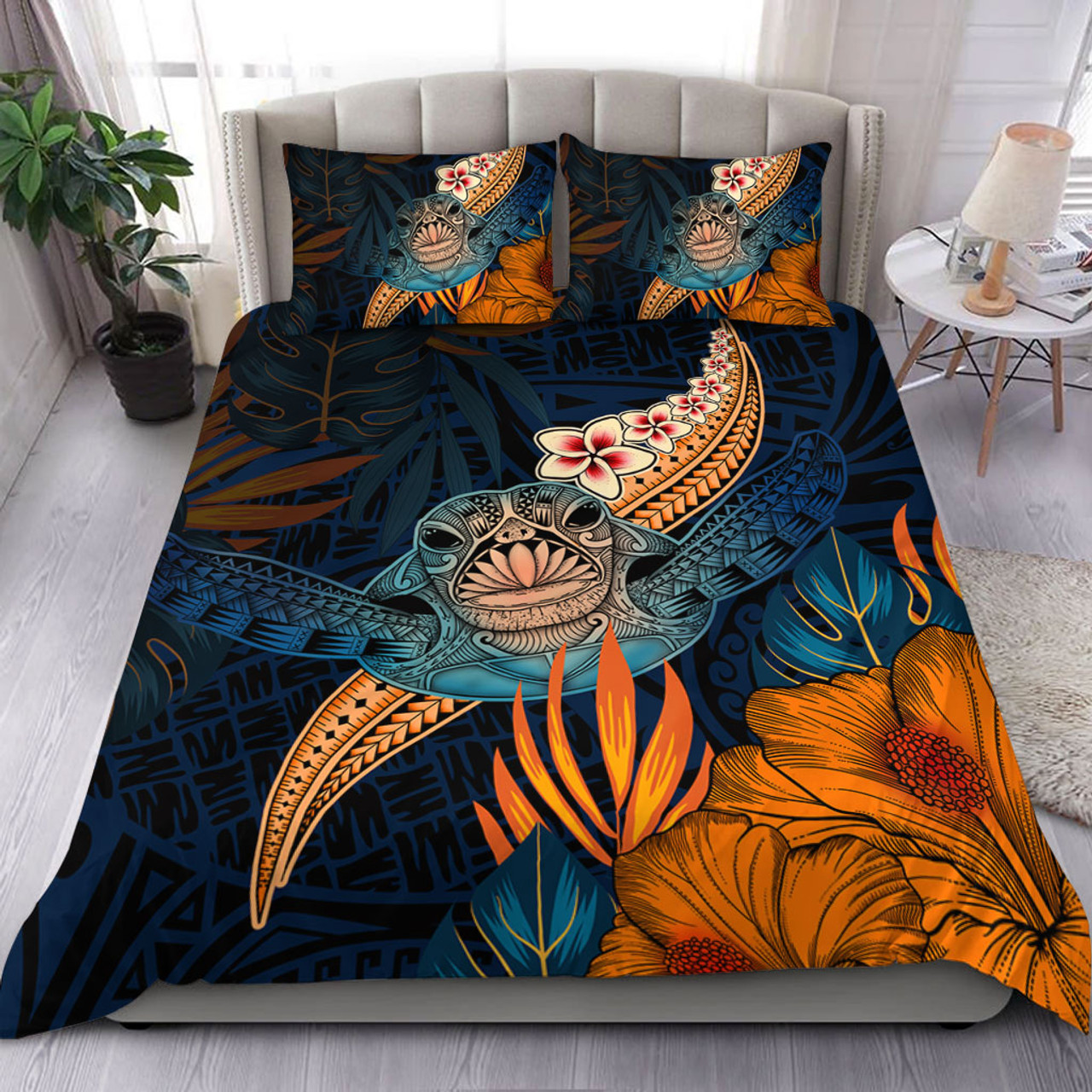 Hawaii Bedding Set Turtle Design With Hibiscus Tropical Style