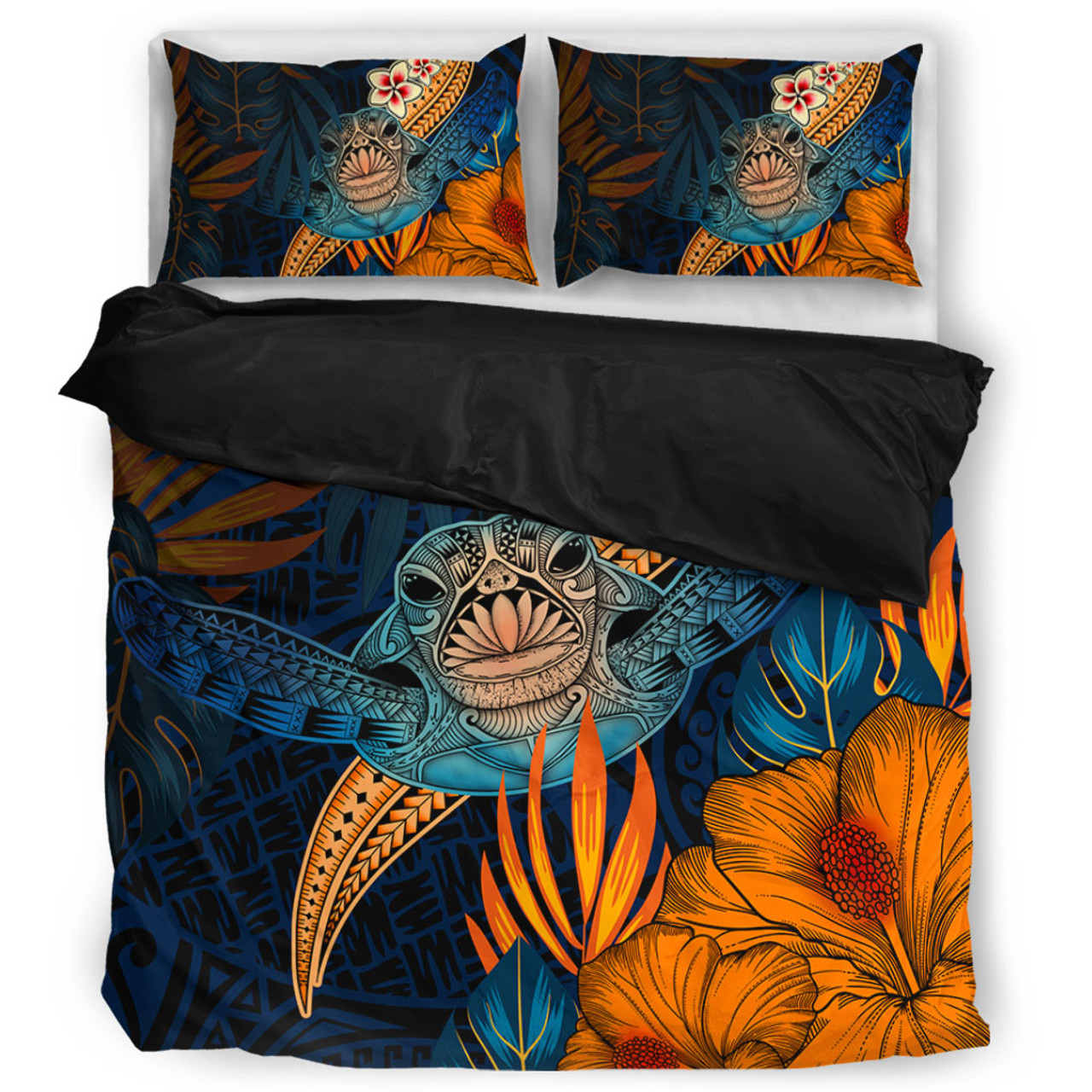 Hawaii Bedding Set Turtle Design With Hibiscus Tropical Style