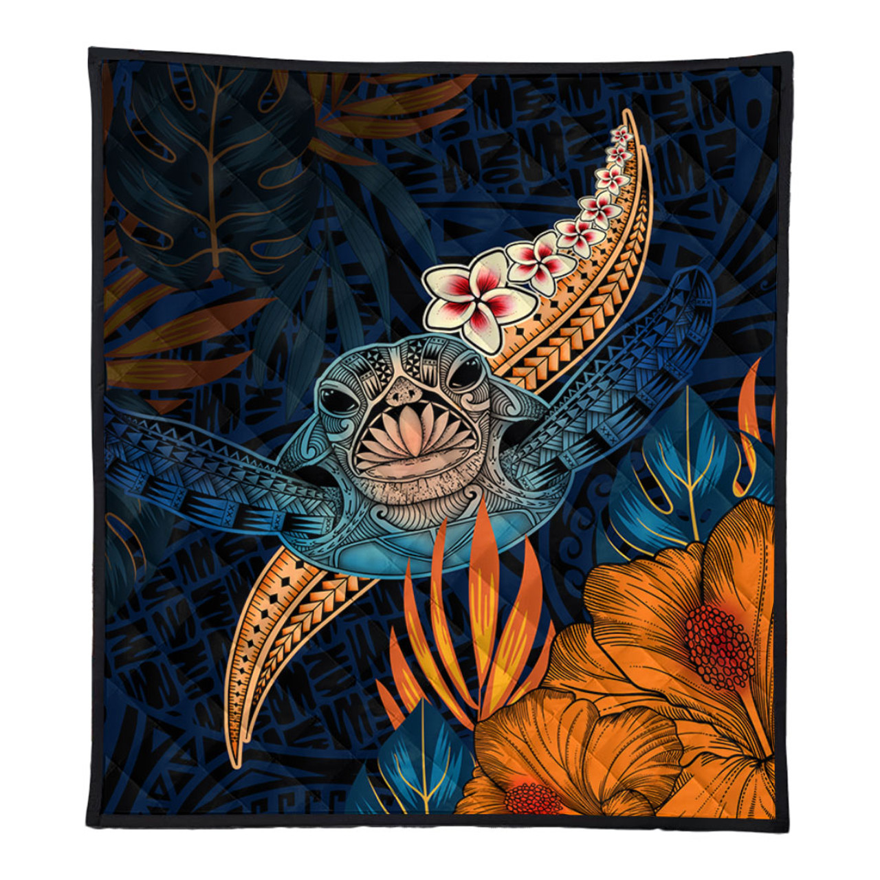 Hawaii Premium Quilt Turtle Design With Hibiscus Tropical Style