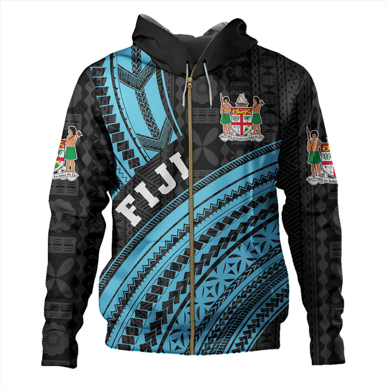 Fiji Hoodie Custom Melanesian Tattoo Simple