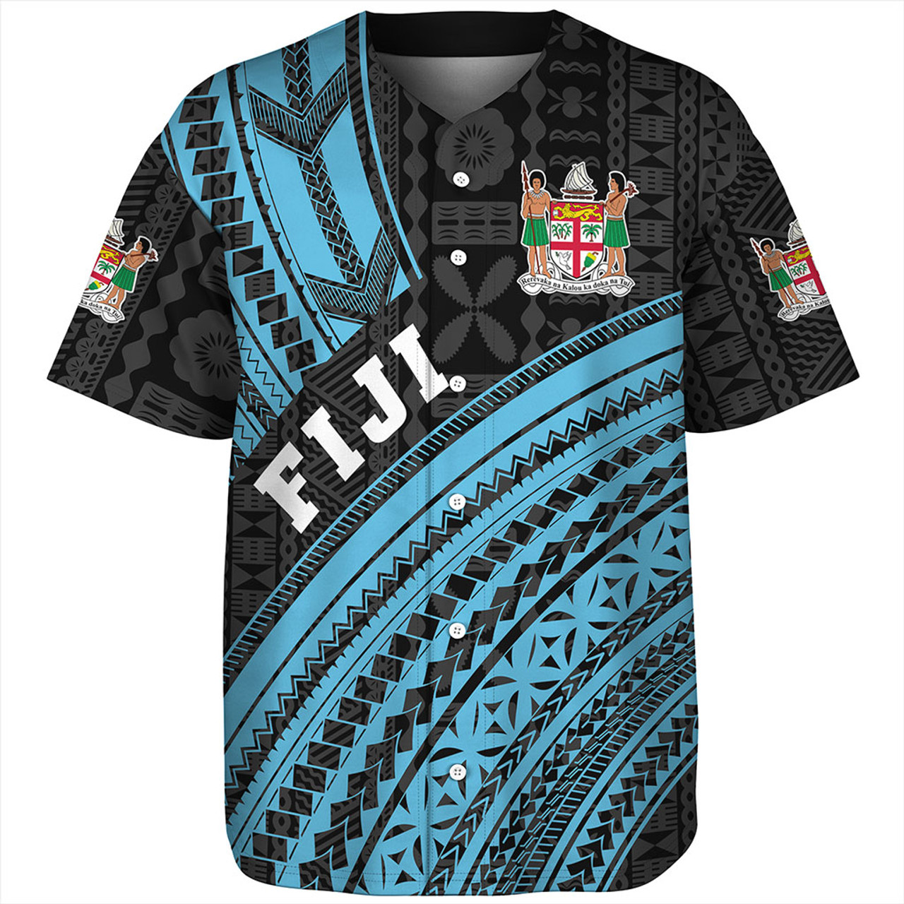 Fiji Baseball Shirt Custom Melanesian Tattoo Simple