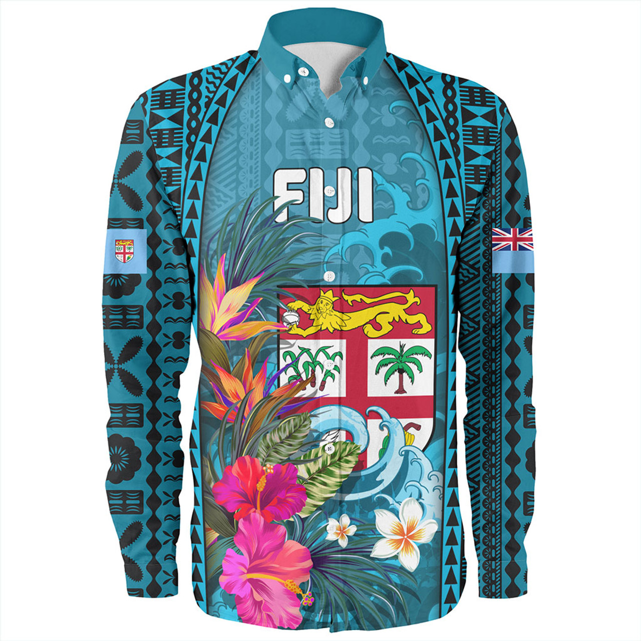 Fiji Long Sleeve Shirt Bula Island Wave Tropical