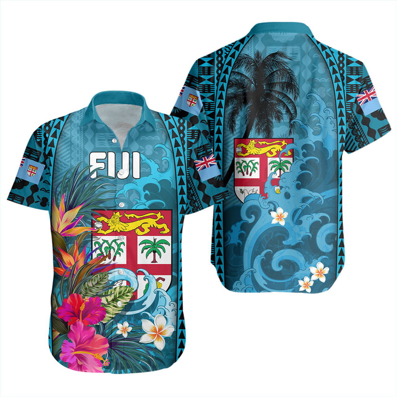 Fiji Short Sleeve Shirt Bula Island Wave Tropical